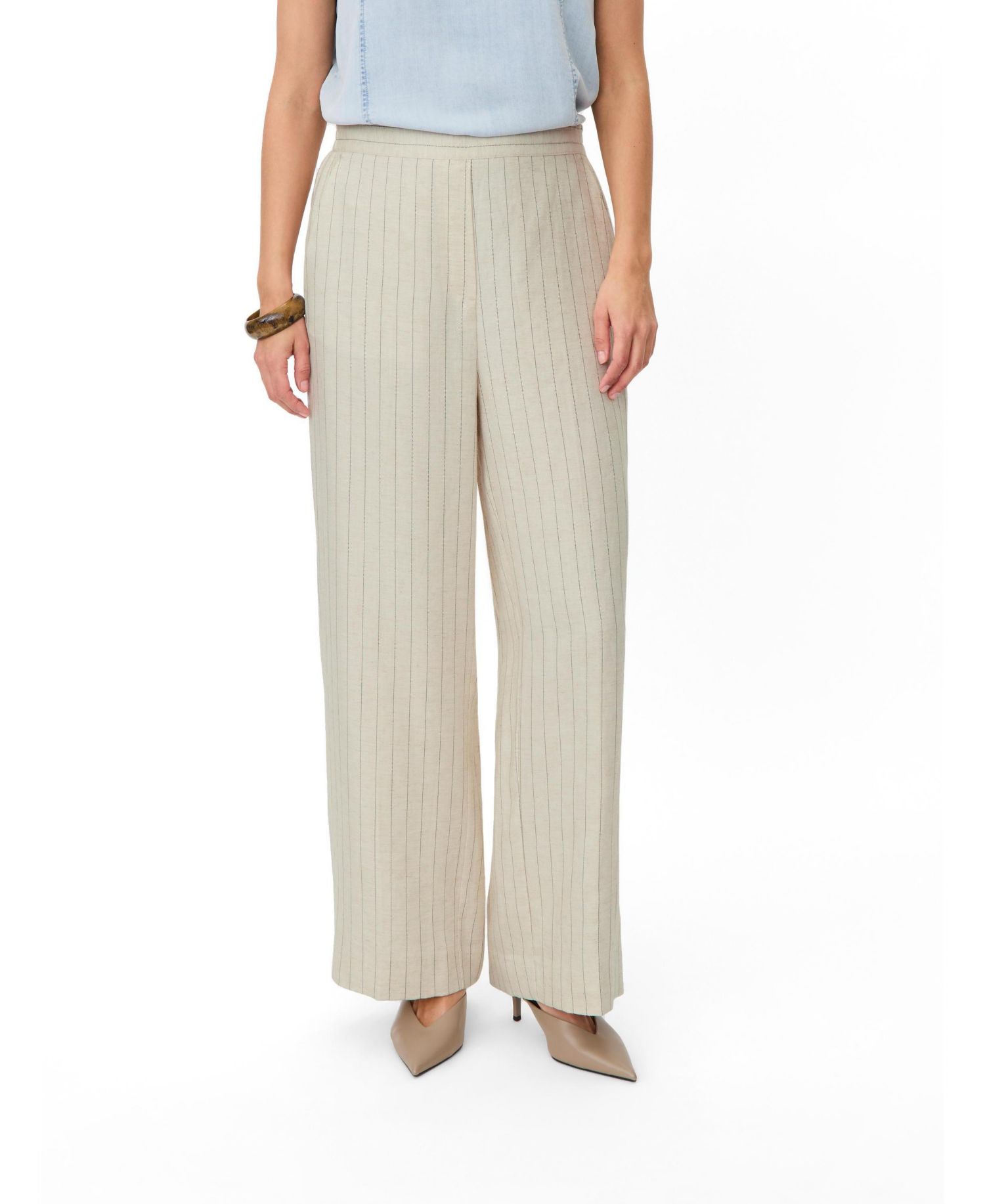 Women's Mapippie Linen-Blend Pinstripe Wide-Leg Trousers