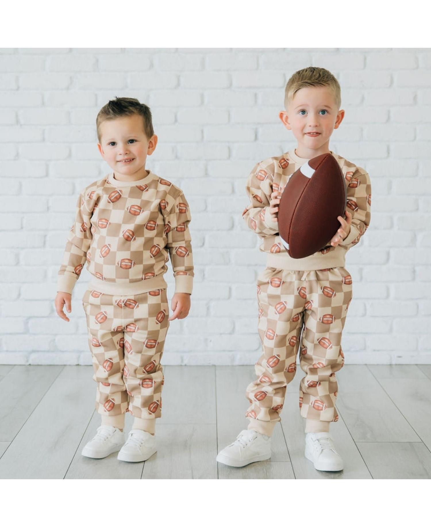 Little Boys(5-8) Football Checkered Jogger