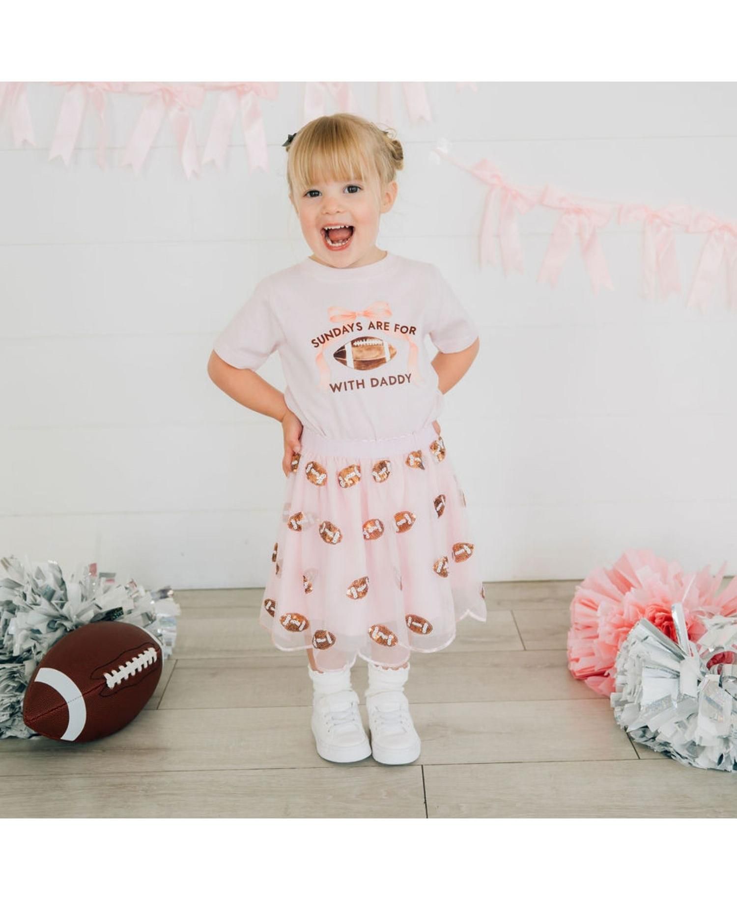 Big Girls(10-12) Sundays Are For Football Short Sleeve T-Shirt