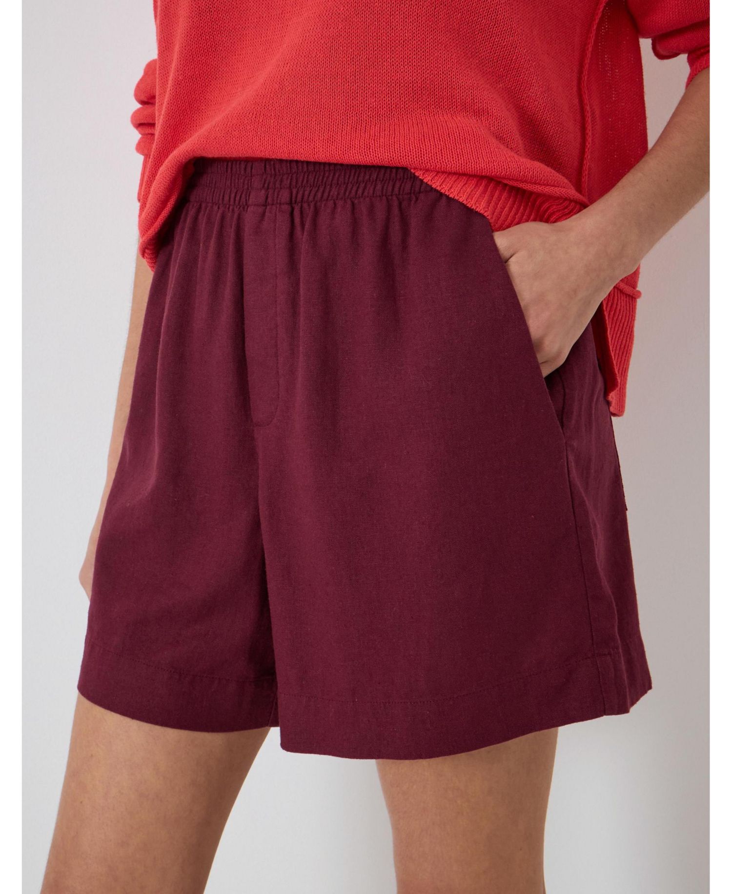 Women's Luce Pull-On Linen-Blend Elastic-Waist Shorts, 5.5" Inseam