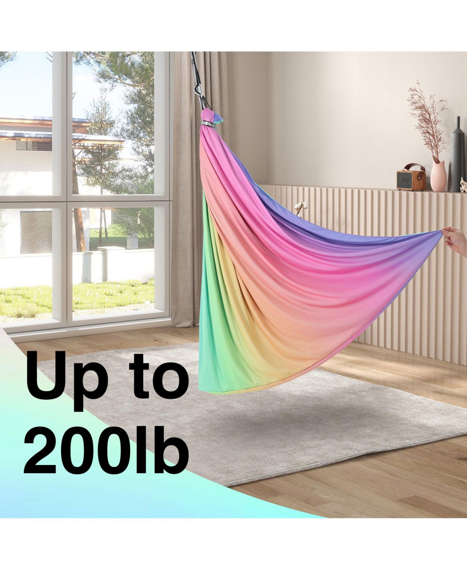Dual-Layer Sensory Swing, 55" x 59", 360degree(s) Swivel, Holds Up to 300 lb, Indoor Outdoor Therapy Swing