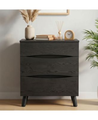 Nightstand with 3 Storage Drawers, 24 Inch Wide Bedside Table with Wooden Top for Bedroom, Space Saving Modern End Table for Living Room Office