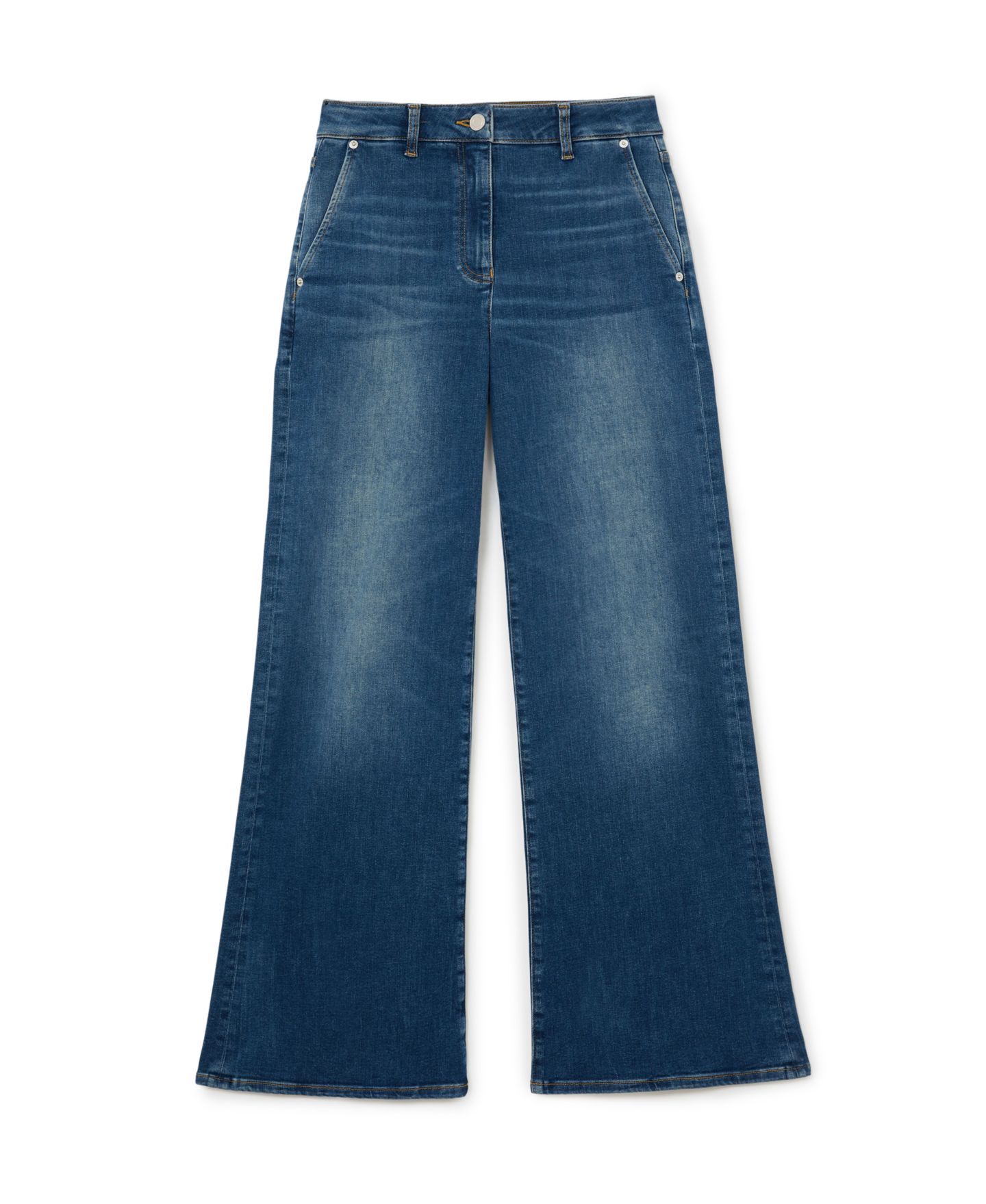 Женские джинсы REISS Petite Addie High-Waisted Wide-Leg, цвет: Синий — фото 4