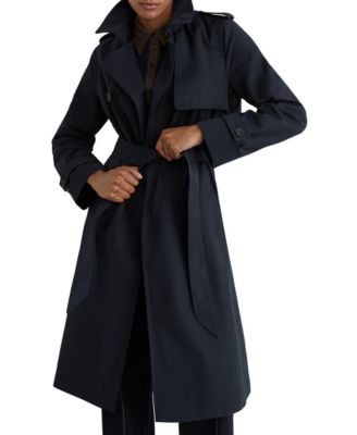 Women's Azura Hooded Double-Breasted Long Trench Coat
