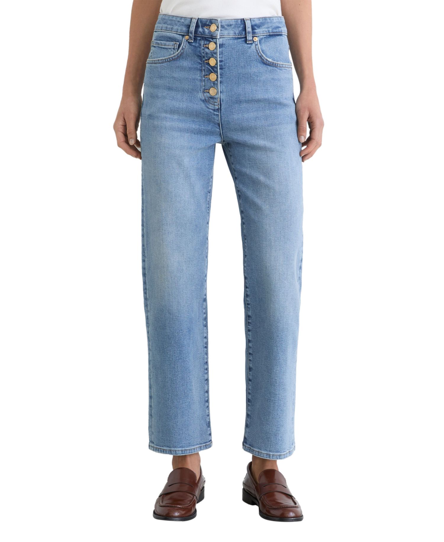 Petite Lana High-Waisted Straight-Leg Cropped Jeans, 25" Inseam