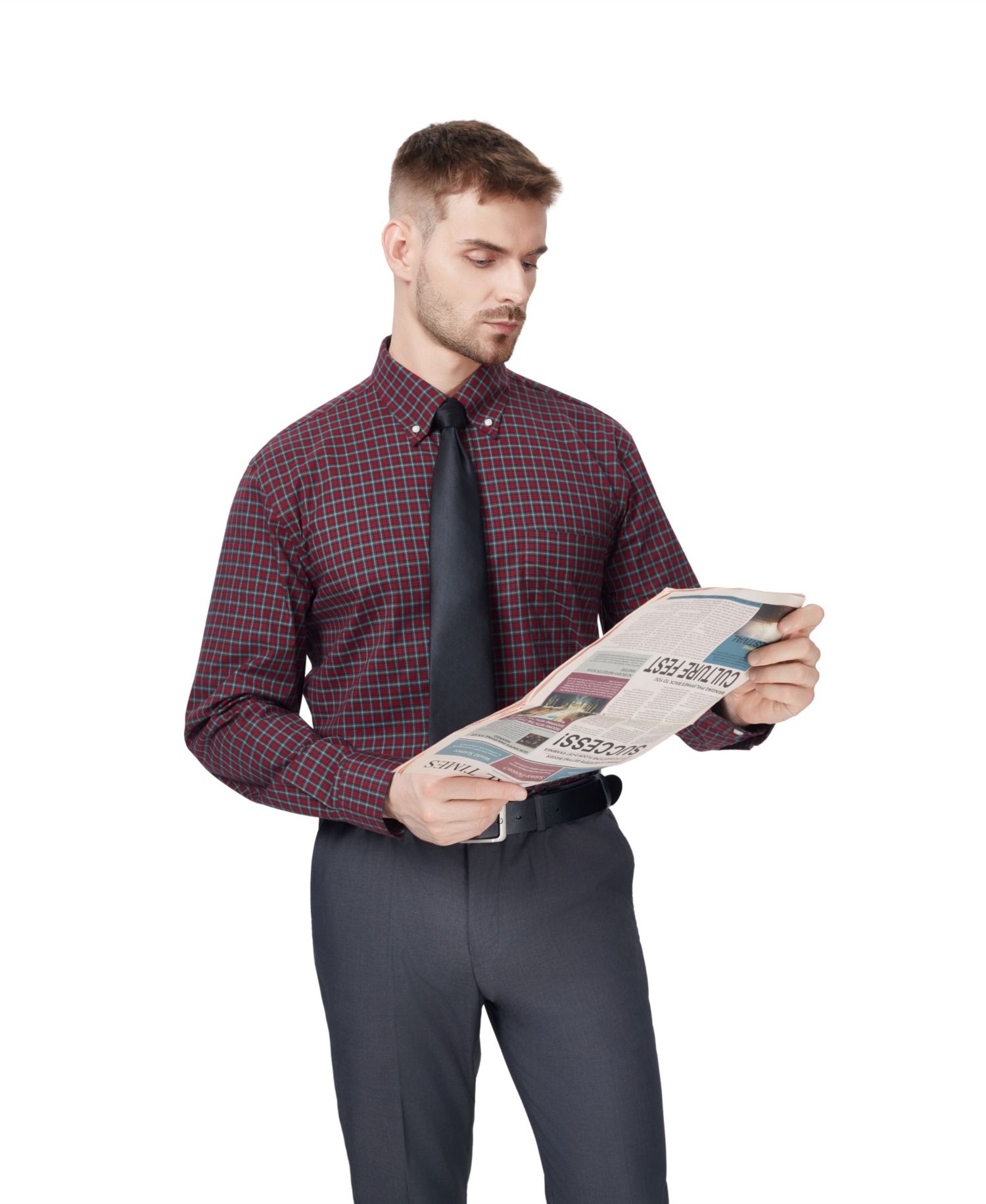 Men's Regular-Fit Plaid Dress Shirt