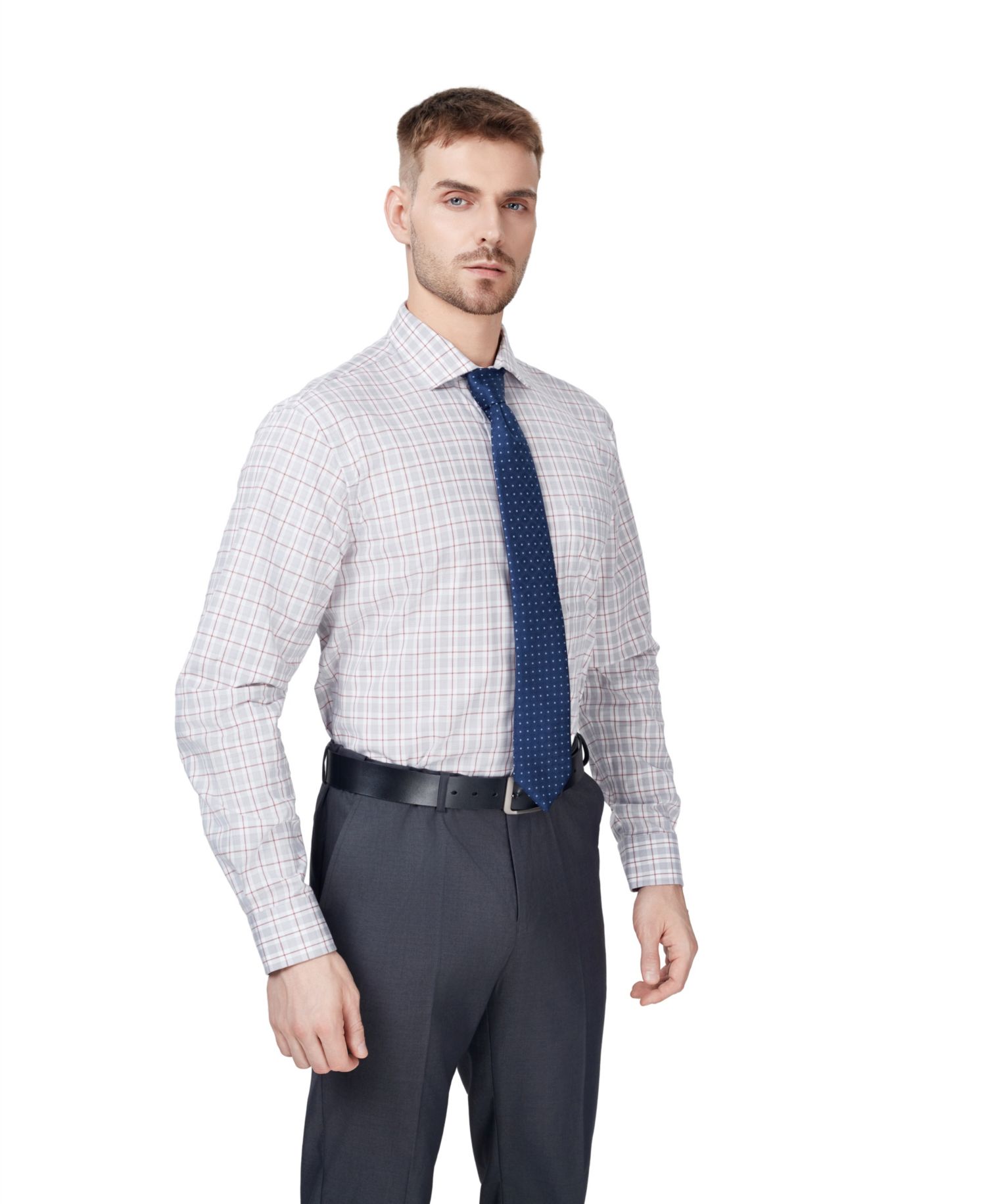 Men's Regular-Fit Bespoke Plaid Dress Shirt