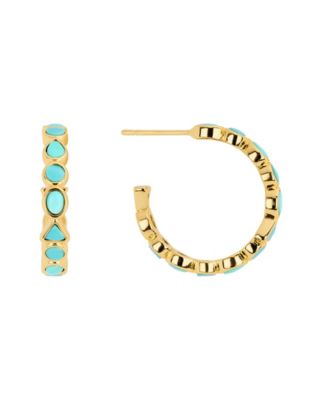 Gold-Plated Howlite Turquoise Geometric Hoop Earrings