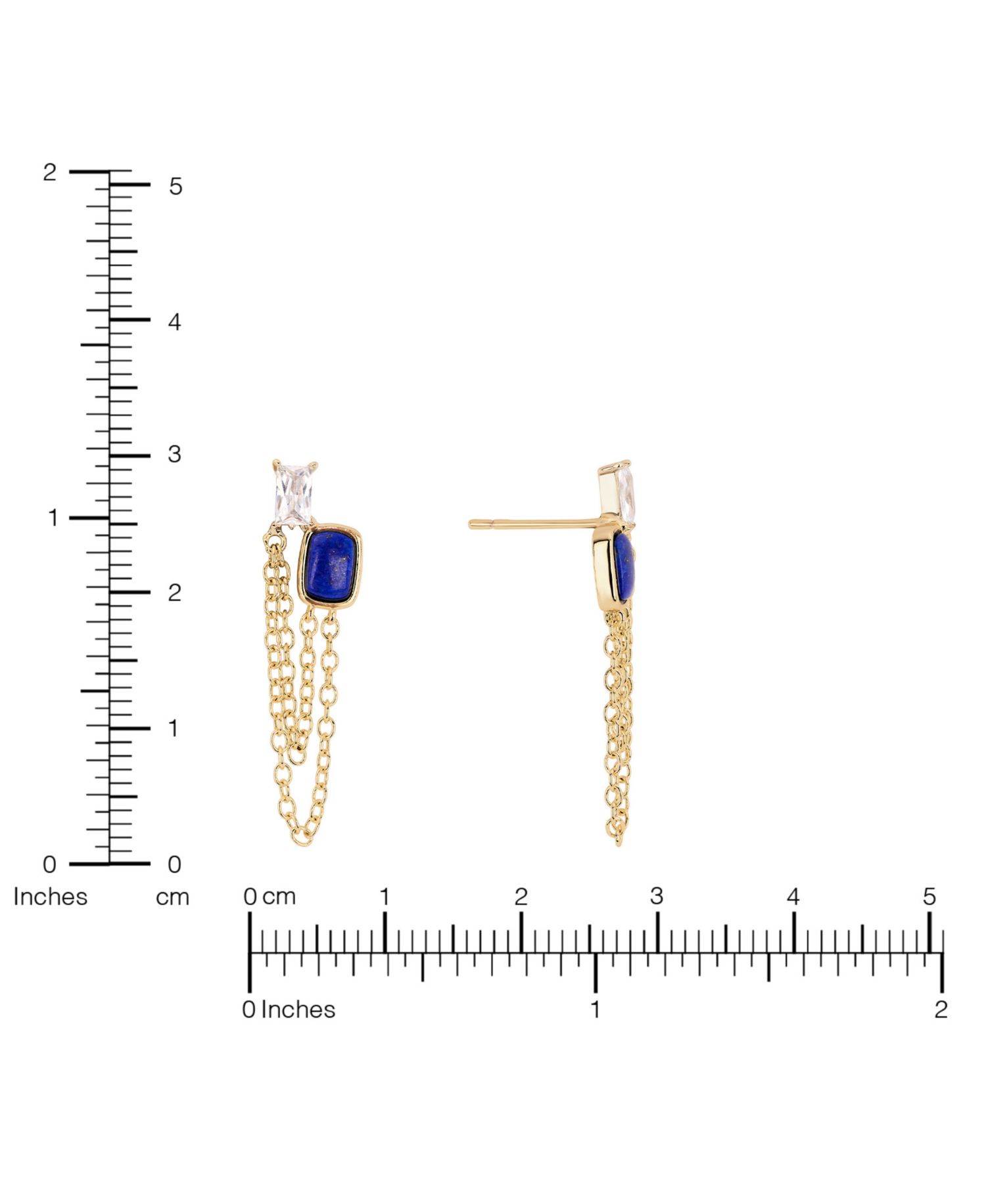 Gold-Plated Lapis Howlite Simulated Cubic Zirconia Chain Drop Earrings