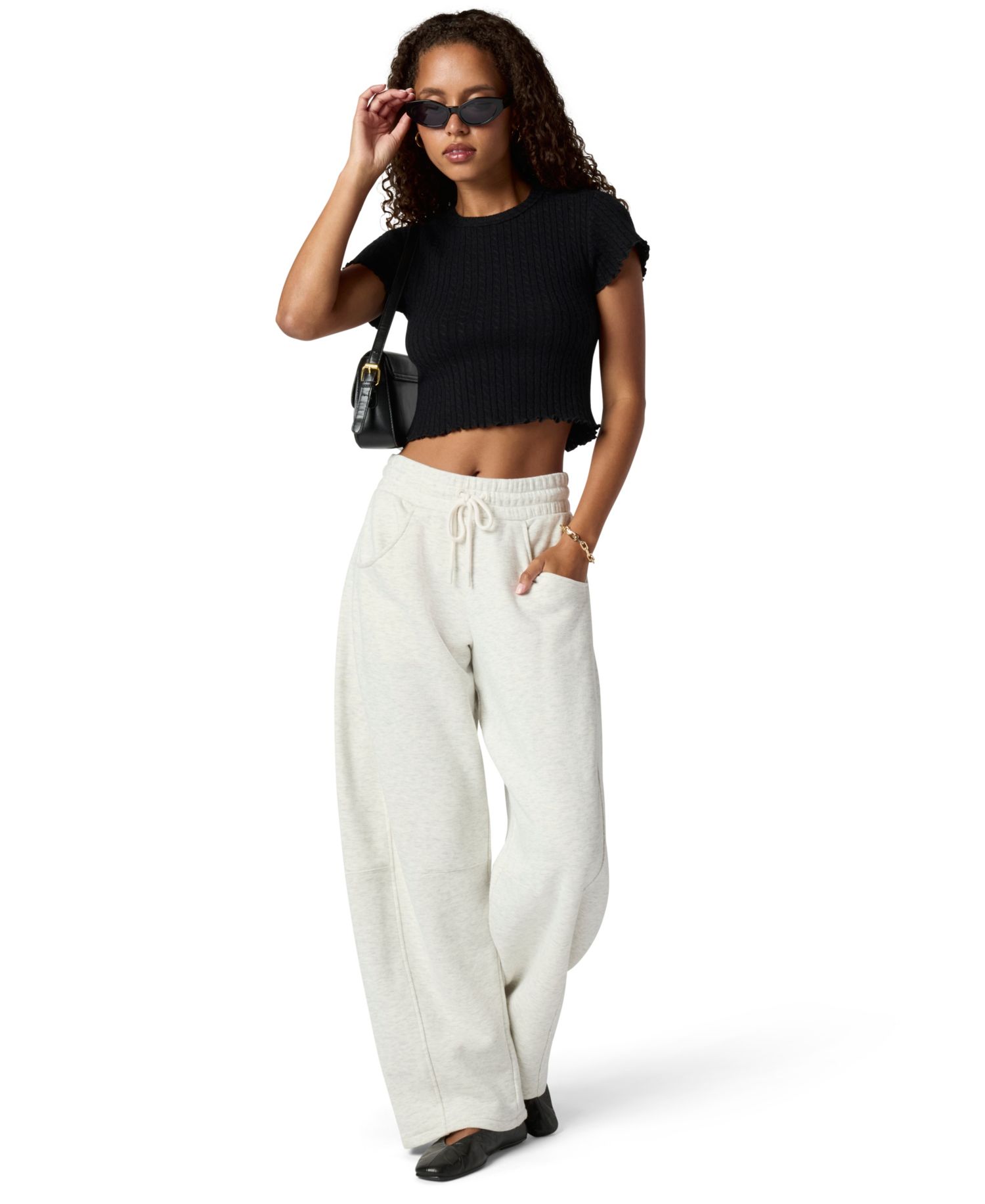 Women's High-Rise Barrel Leg Cotton-Blend Sweatpant