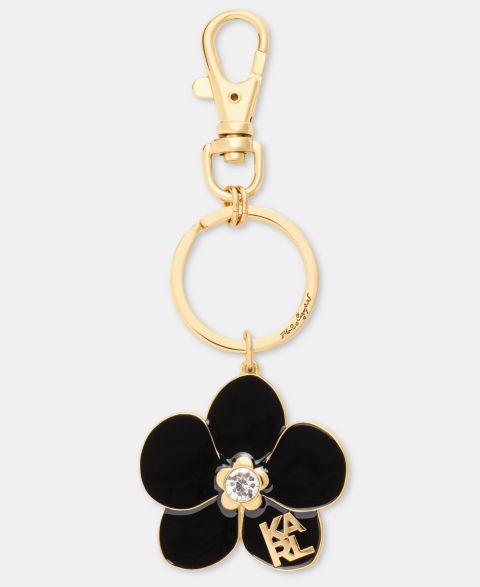 Женский брелок KARL LAGERFELD PARIS Crystal & Logo Orchid Keychain Bag Charm, цвет: Чёрный
