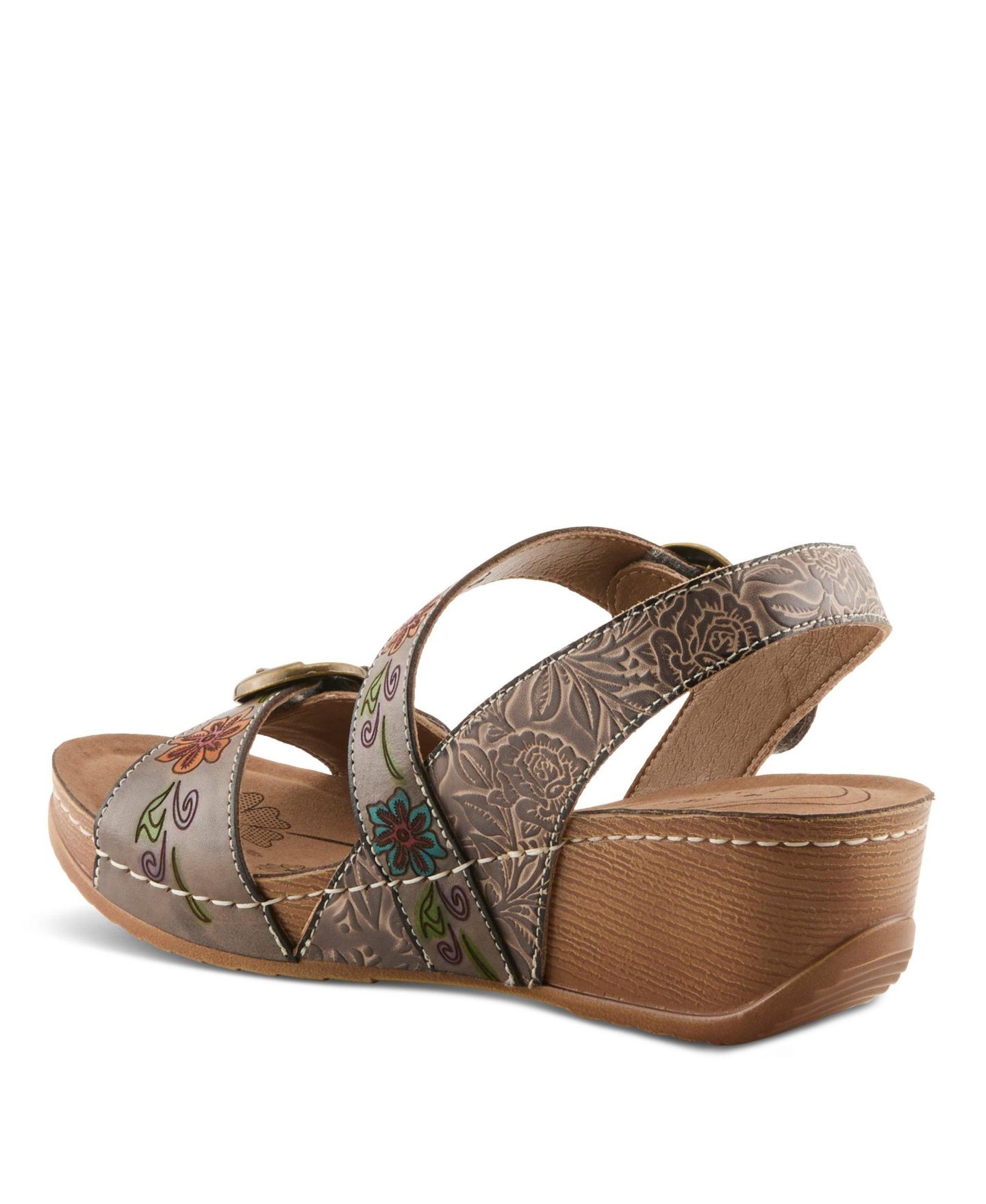 Женские сандалии L'Artiste Spring Step Gottaget Wedge Sandal with Hand-Painted Vamp, цвет: Серый разноцветный — фото 6