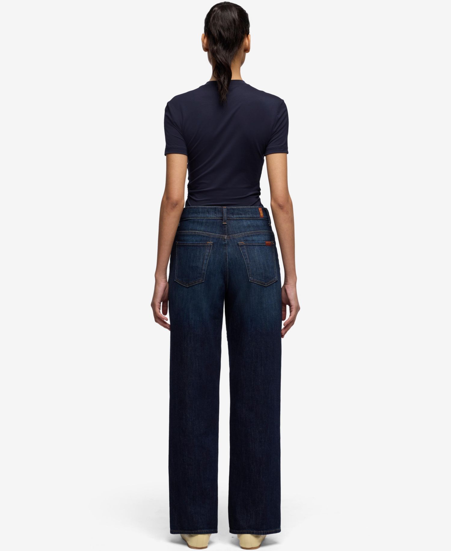 Women's Stovepipe Straight Dark Rinse Mid-Rise Jeans, 32" Inseam
