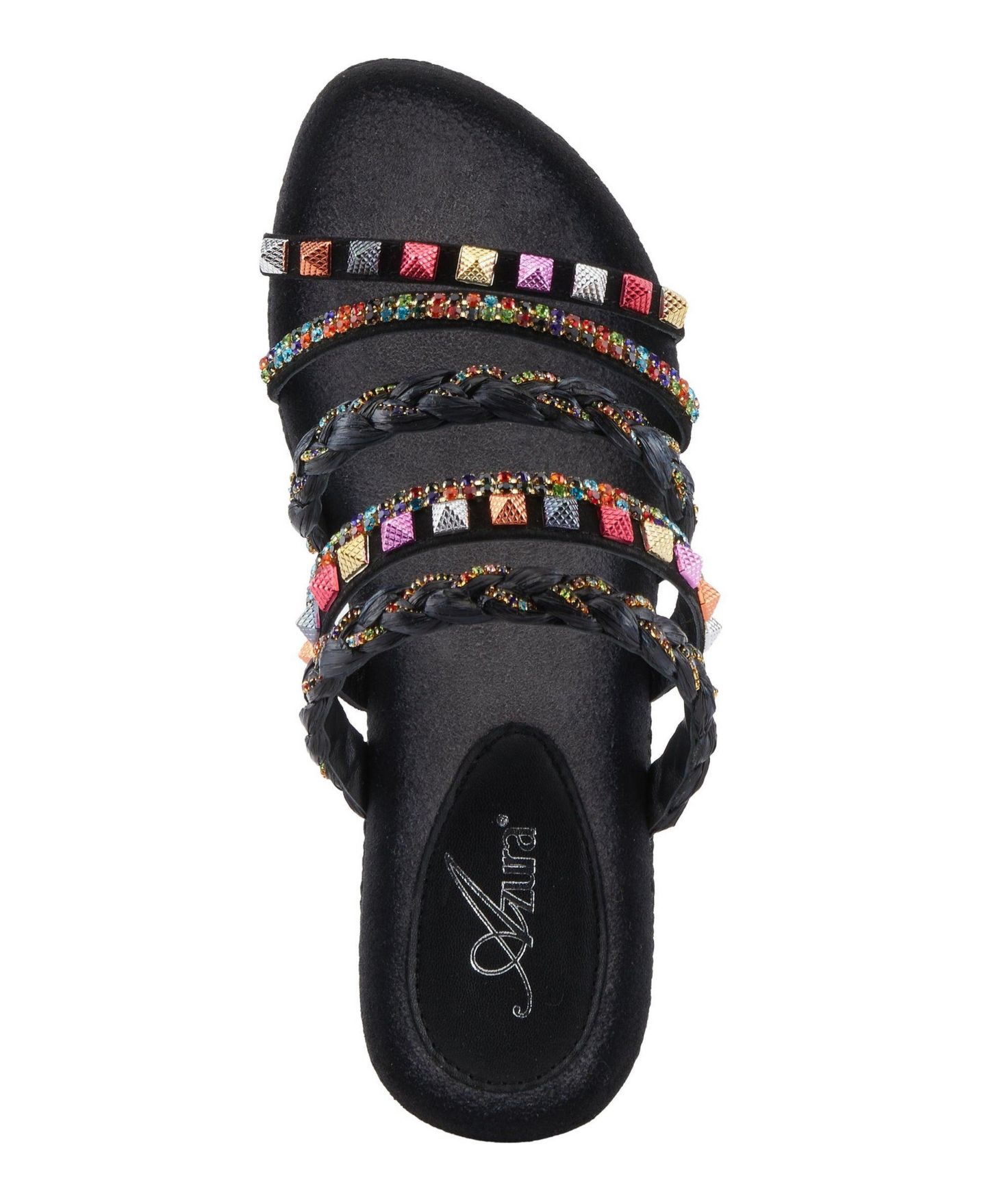 Женские сандалии Azura Shinychic Wedge Sandal with Suede Upper, цвет: Чёрный разноцветный — фото 3