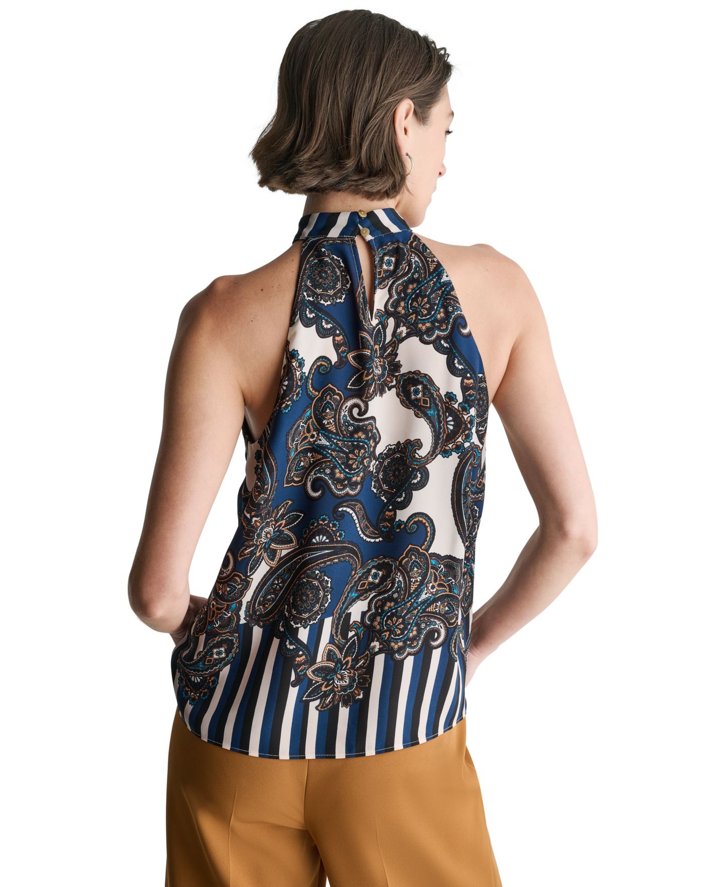 Женская блузка BCBG Halter Sleeveless Print, цвет: Чёрный разноцветный — фото 5