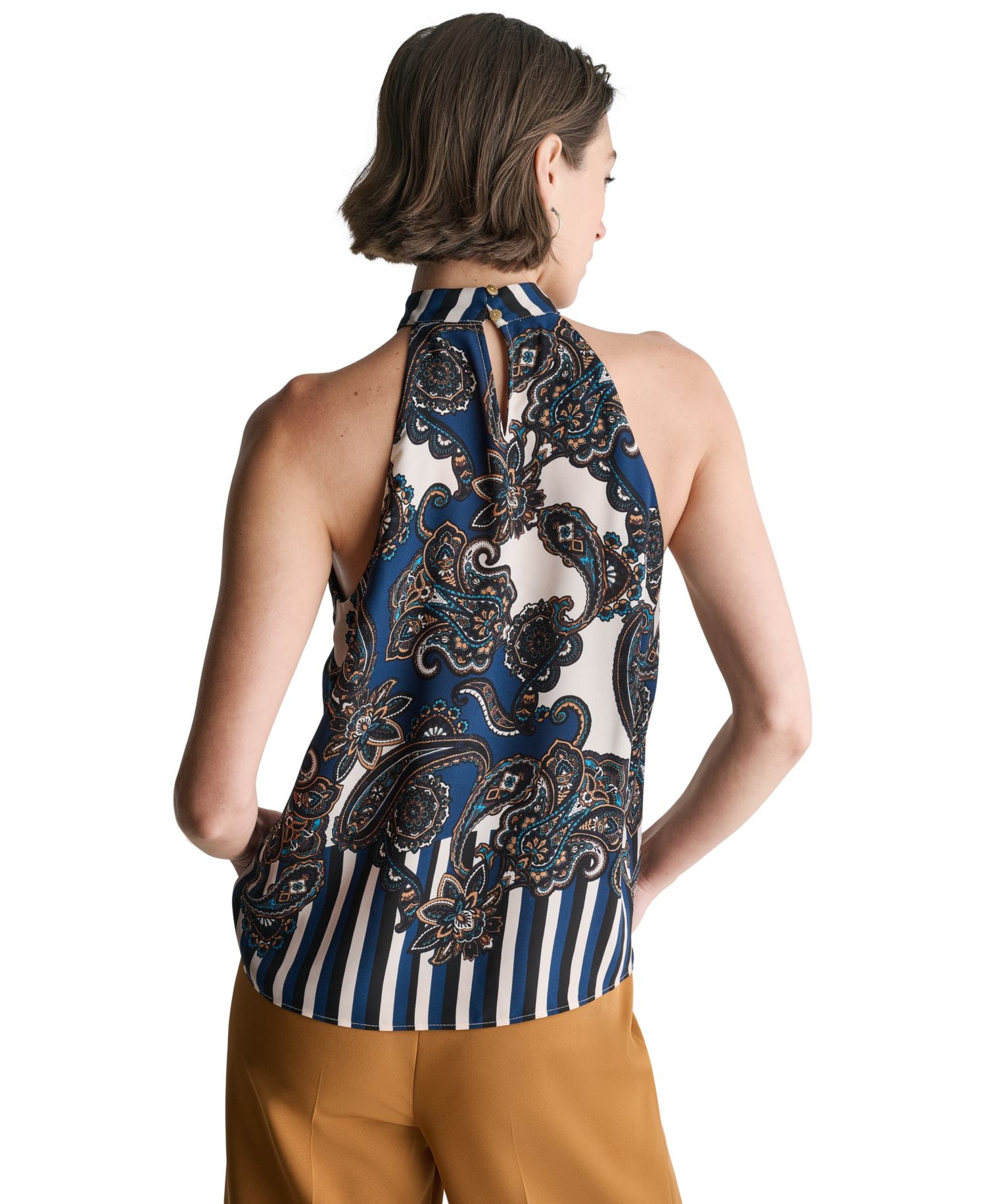 Women's Halter Sleeveless Print Blouse
