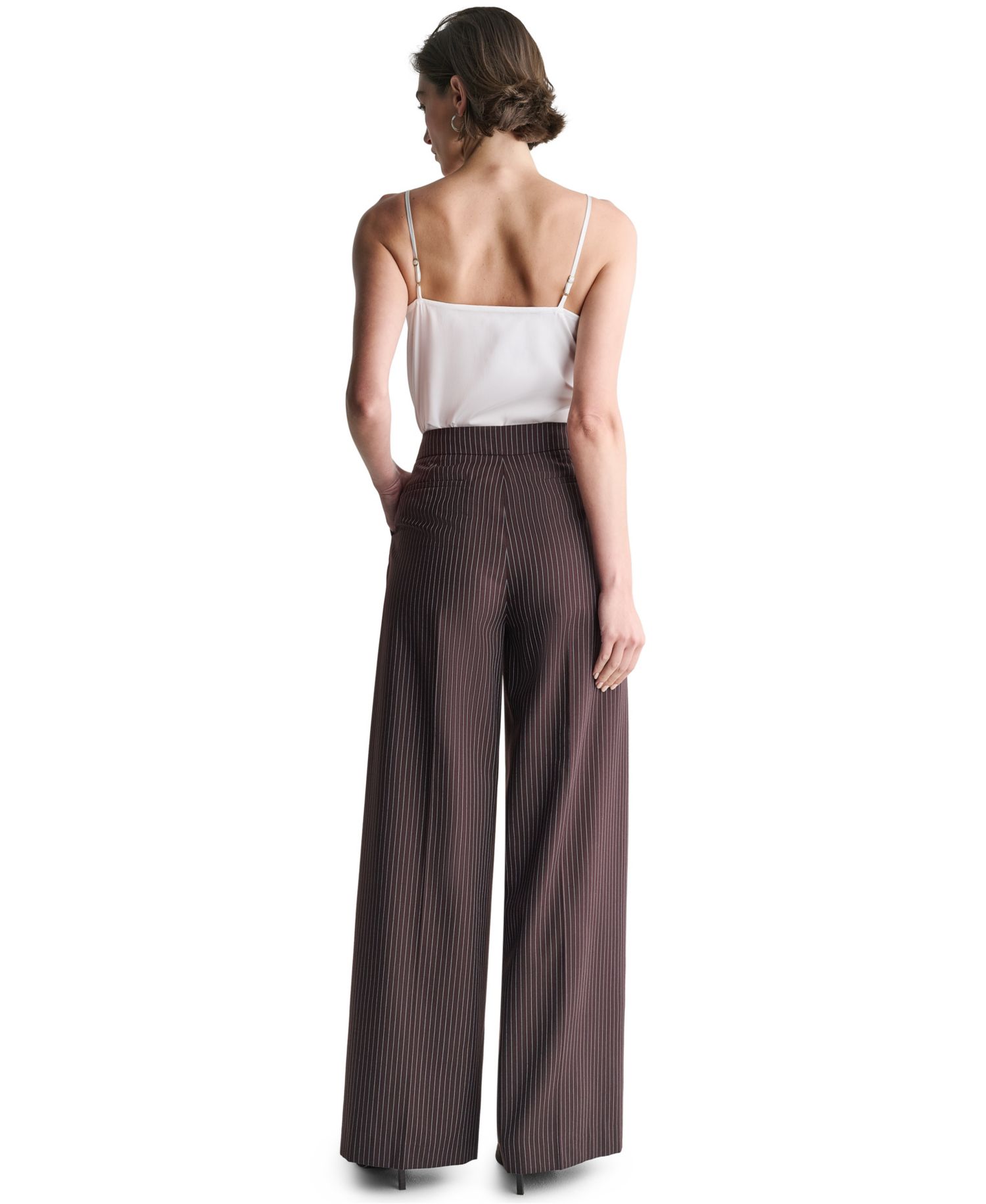 Women's Pinstripe High-Waist Wide-Leg Pants