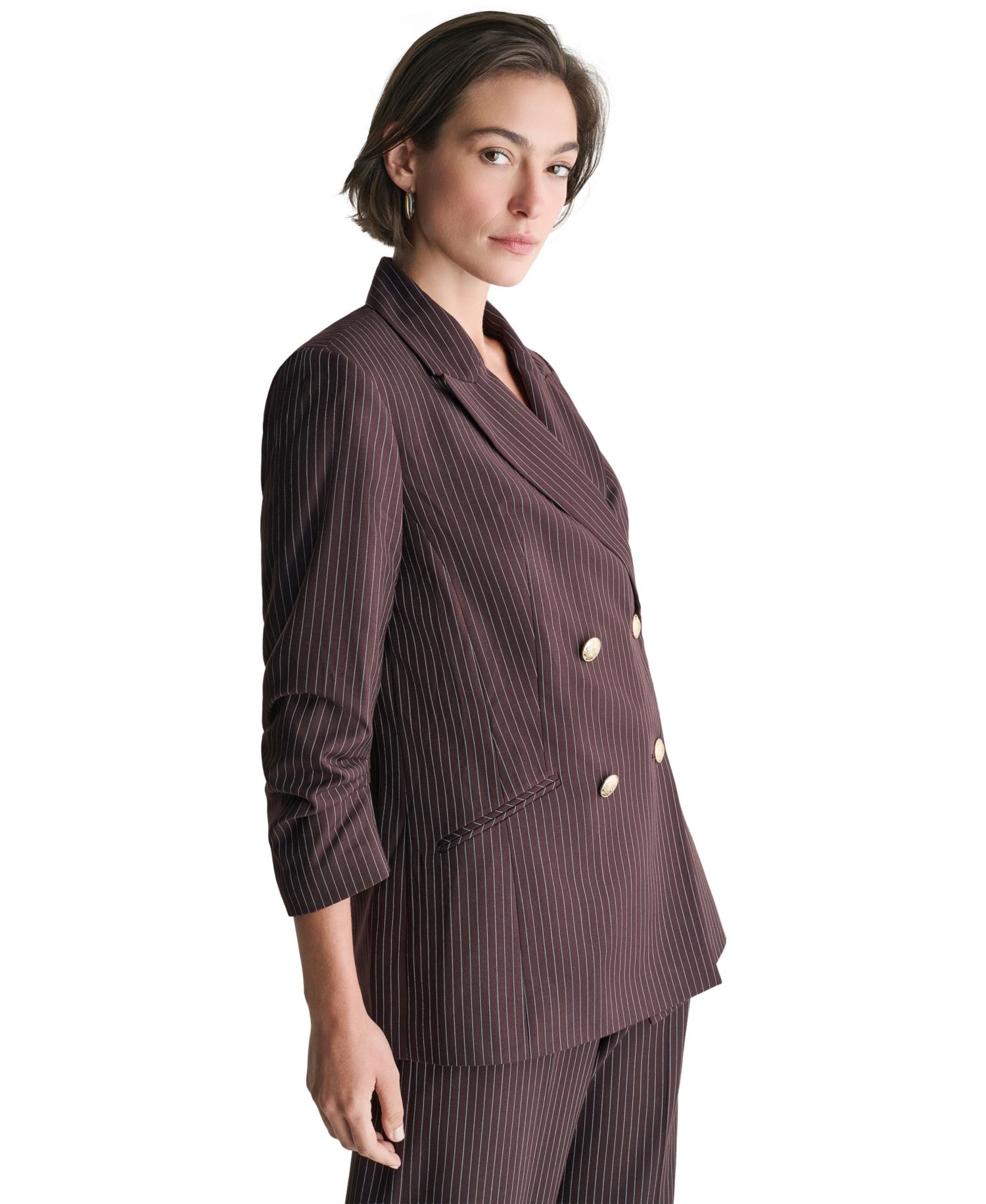 Women's Double-Breasted Pinstripe Blazer
