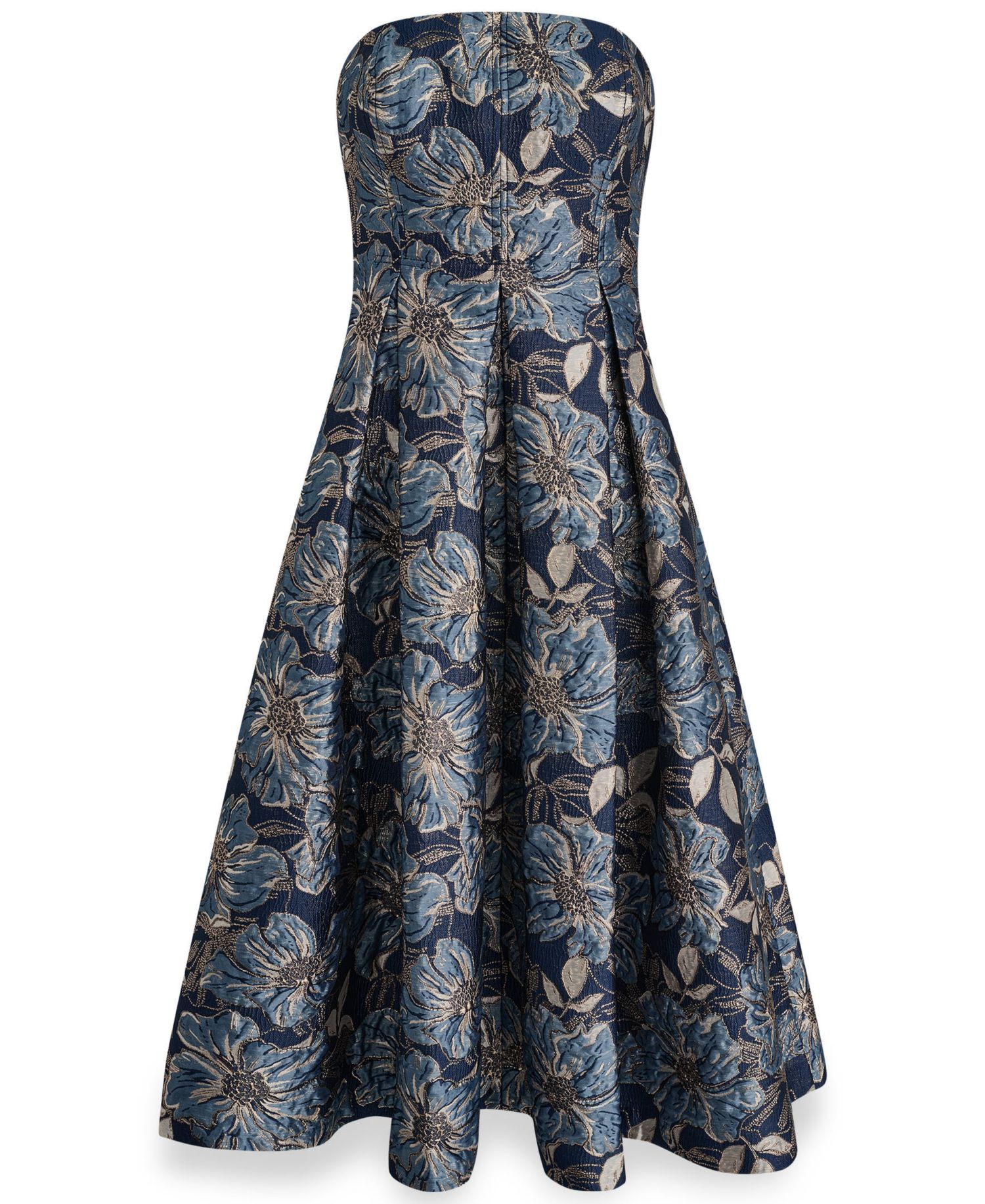 Petite Floral-Print Metallic Fit & Flare Dress