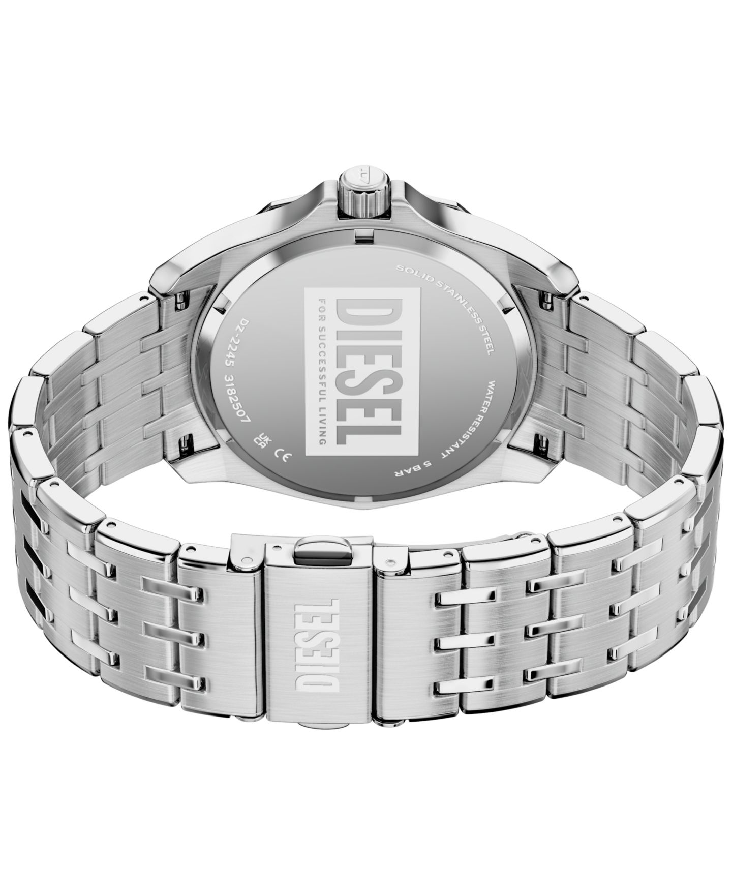 Мужские часы Diesel Stinger Three-Hand Quartz Silver Stainless Steel Watch 44mm — фото 4