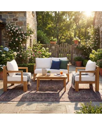  Outdoor 4piece Acacia Wood Patio Chat Set
