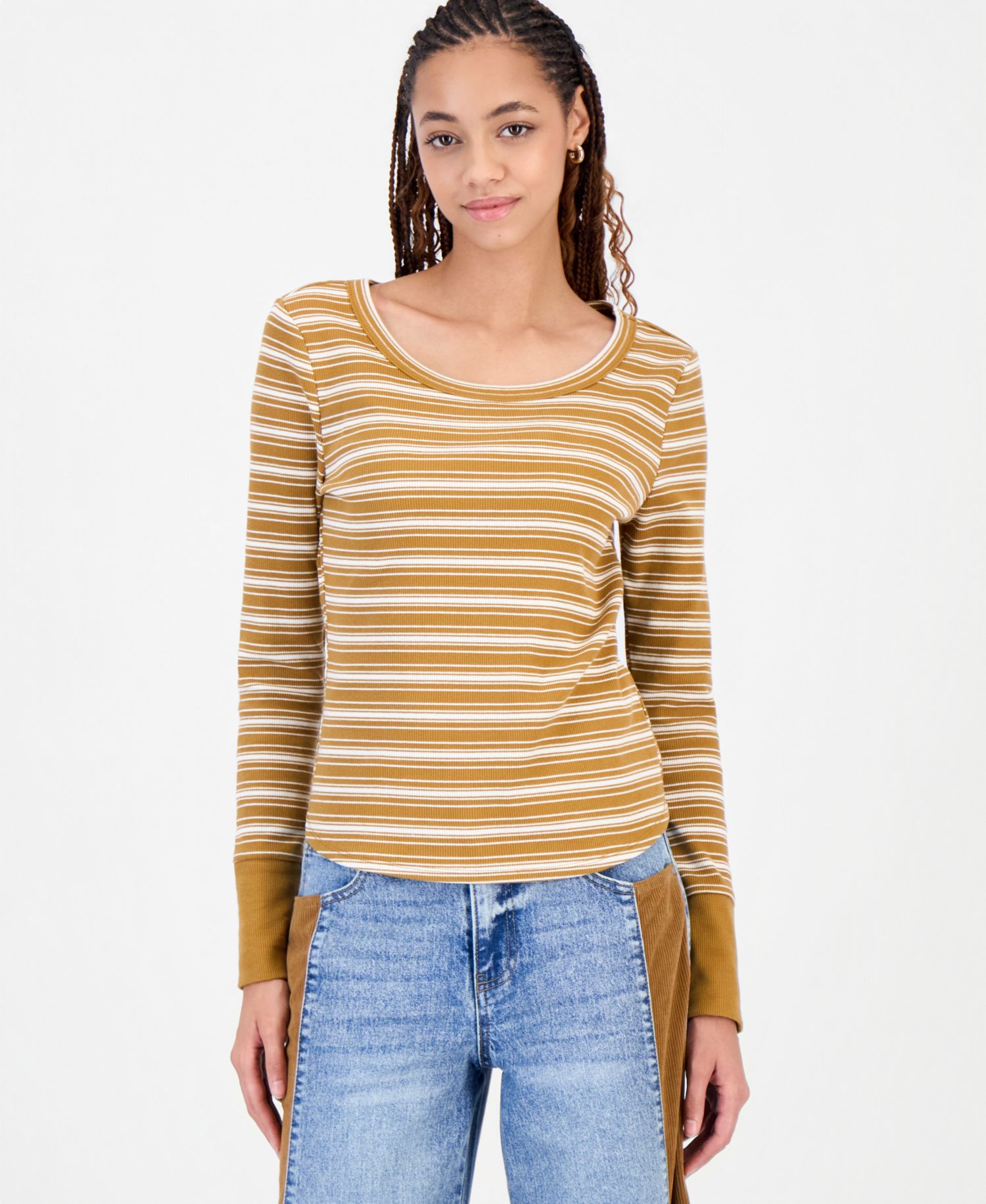 Women's Long-Sleeve Ribbed-Knit Top