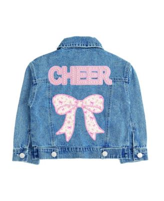 Little Girl 's 5 -8 Cheer Bow Patch Denim Jacket