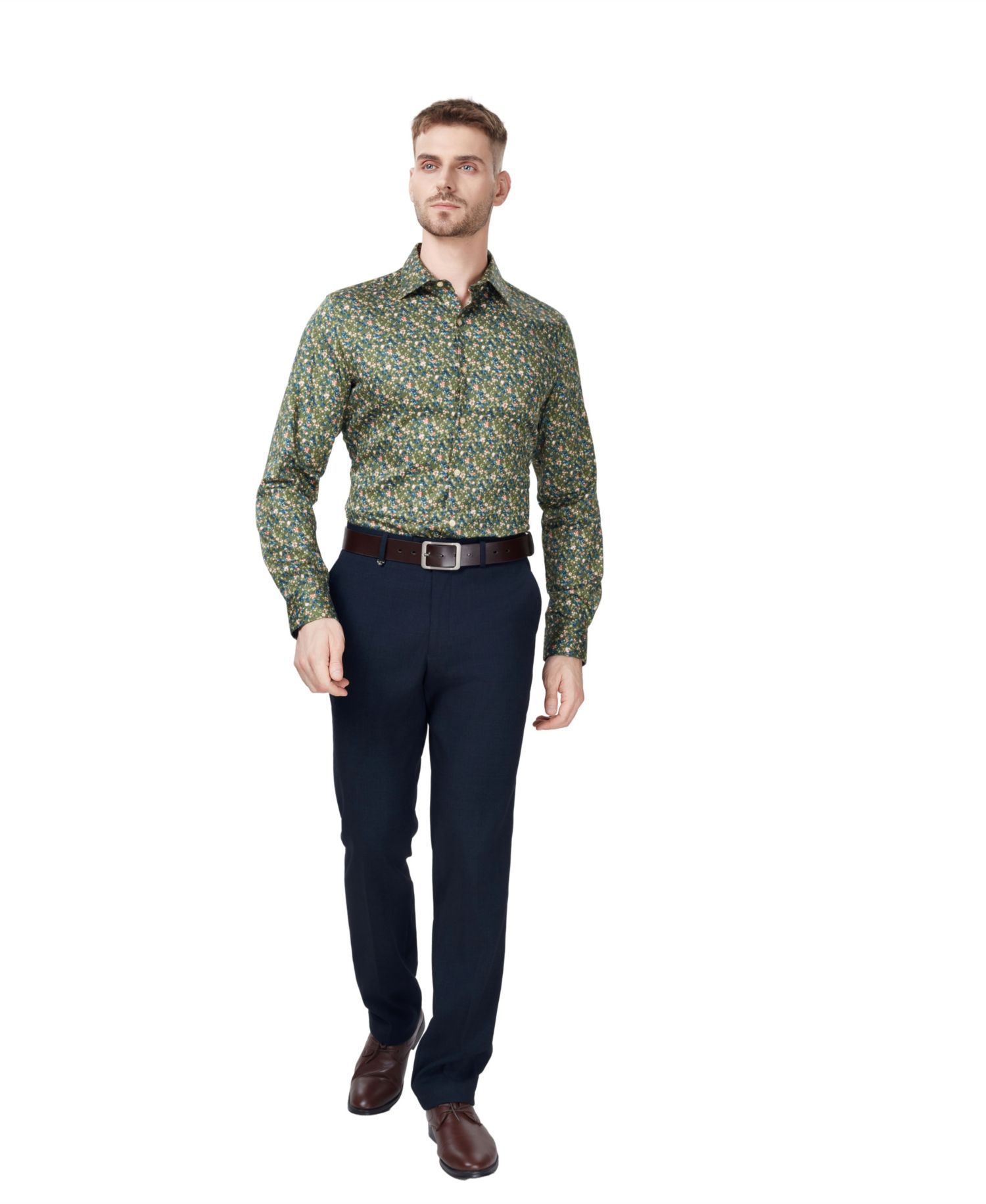 Men's Slim-Fit Floral Dress Shirt