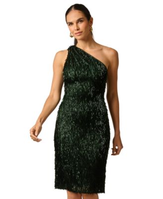 Women's One-Shoulder Sequin Fringe Dress
