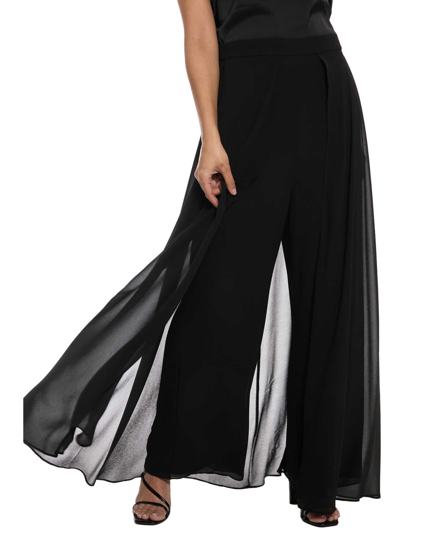 Women's Wide-Leg Chiffon Overlay Pants