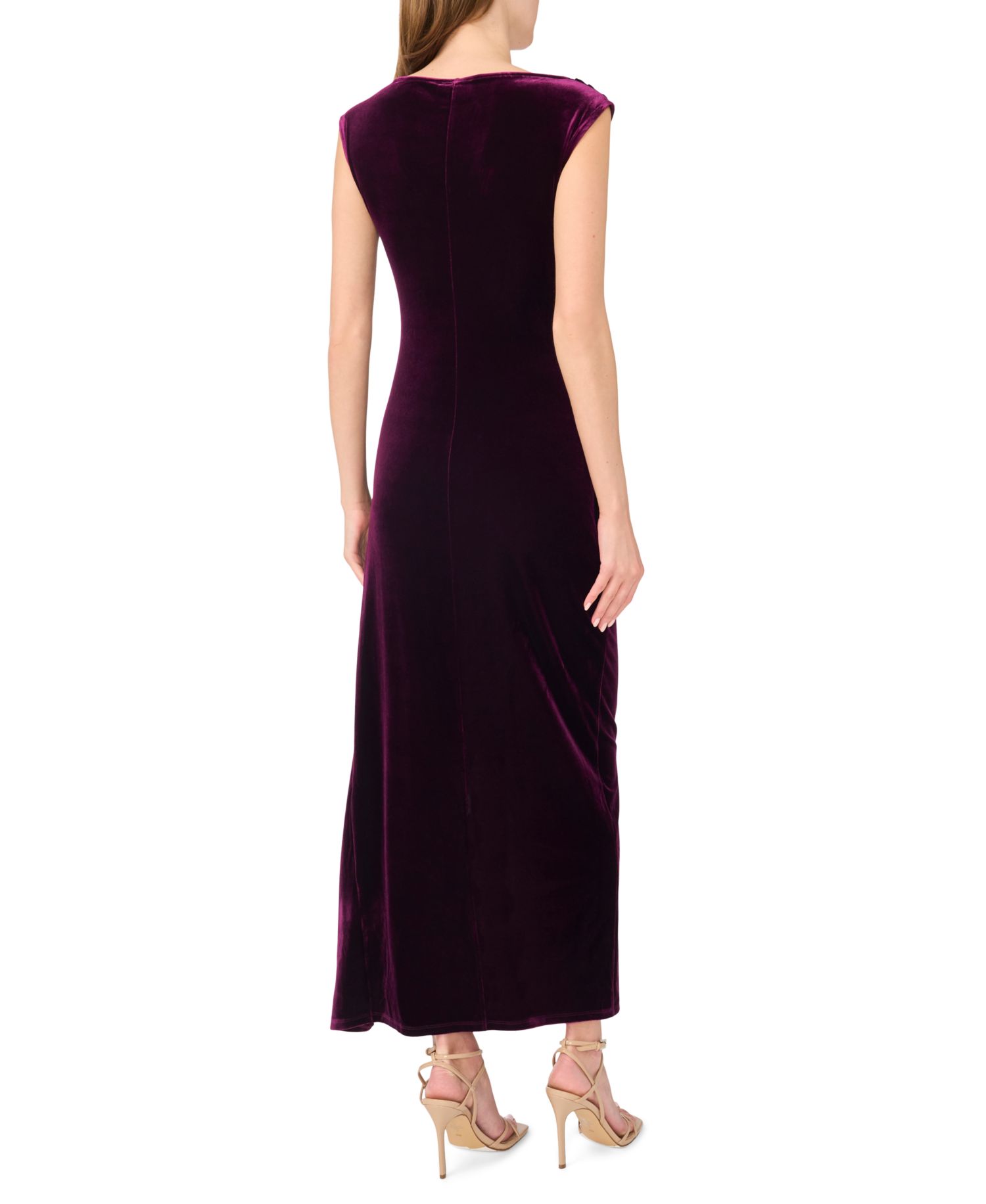 Women's Cowl Neck Velvet Sleeveless Dress
