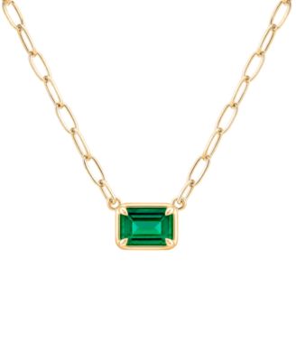 Lab-Grown Emerald (3/8 ct. t.w.) Pendant Necklace in 14k Gold Over Sterling Silver
