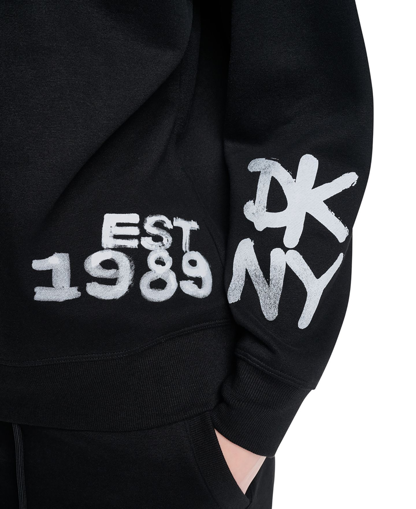 Женский свитшот DKNY Sport Graffiti Logo Crewneck Graphic Long-Sleeve Sweatshirt, цвет: Чёрный — фото 6