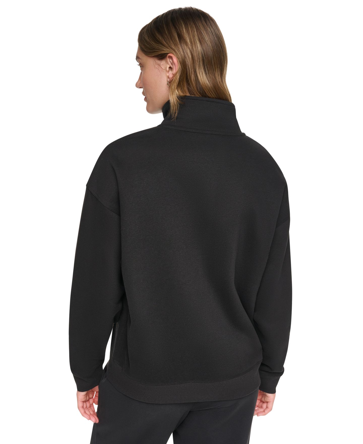 Женская толстовка DKNY Sport Quarter Zip Metallic Bubble Logo Mock Neck, цвет: Чёрный — фото 4
