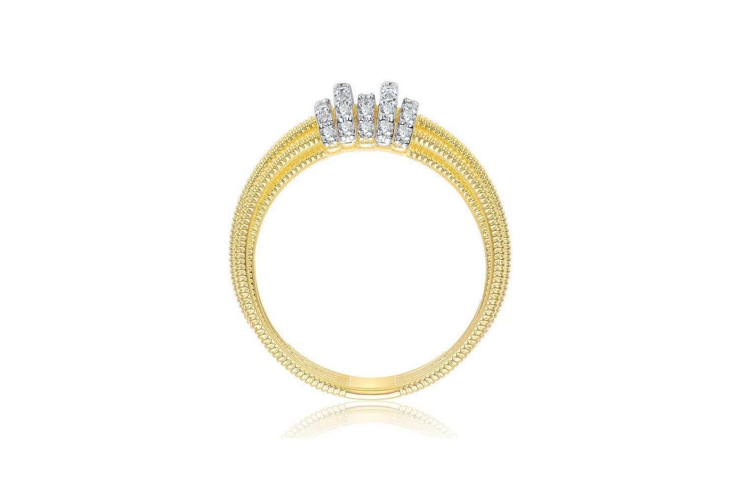 Radiant 14K Gold Plated Mesh Brilliant CZ Bands Ring