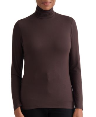Women's Shirred Pullover Turtleneck Top