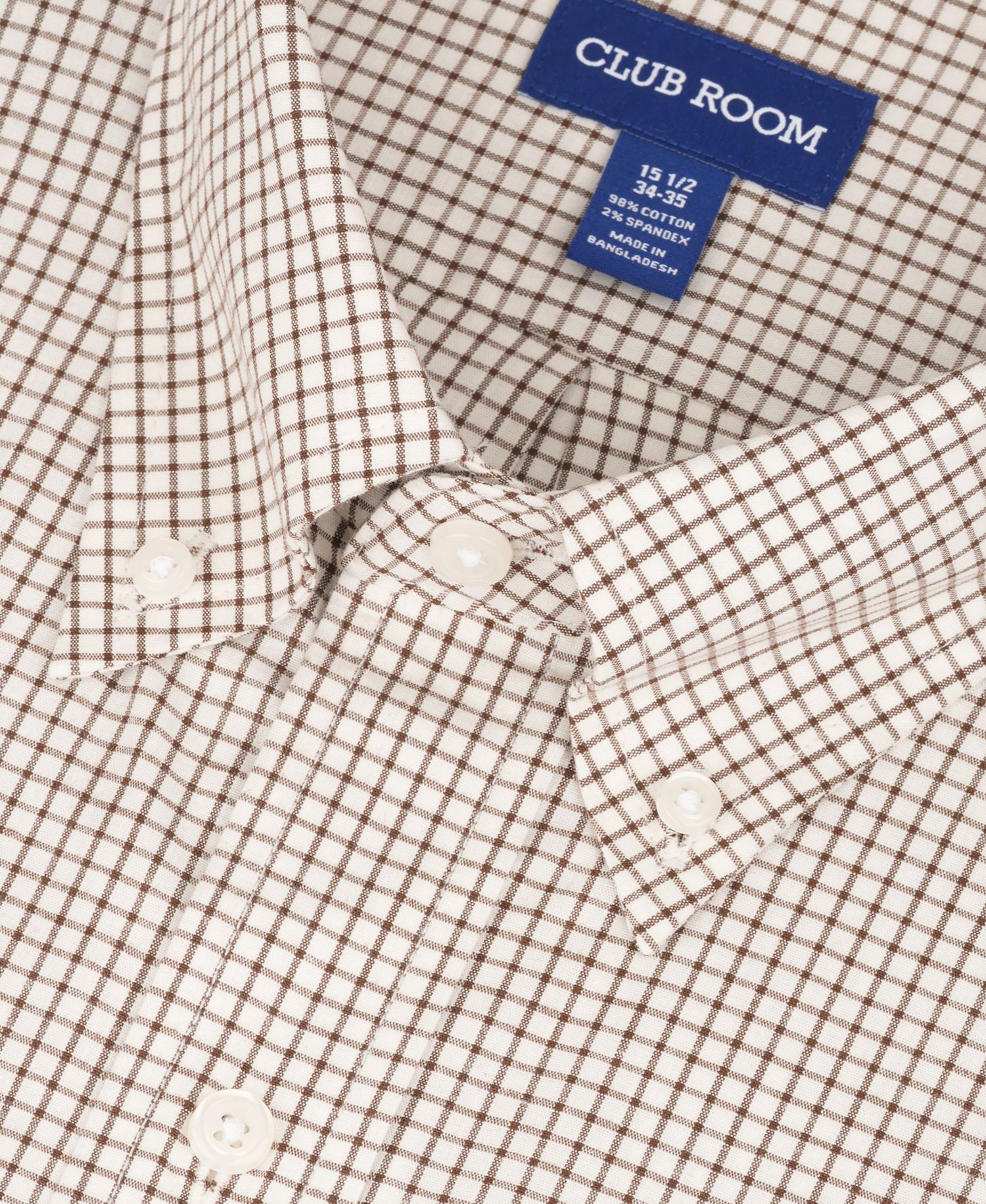 Men's Regular-Fit Brown Plaid Dress Shirt