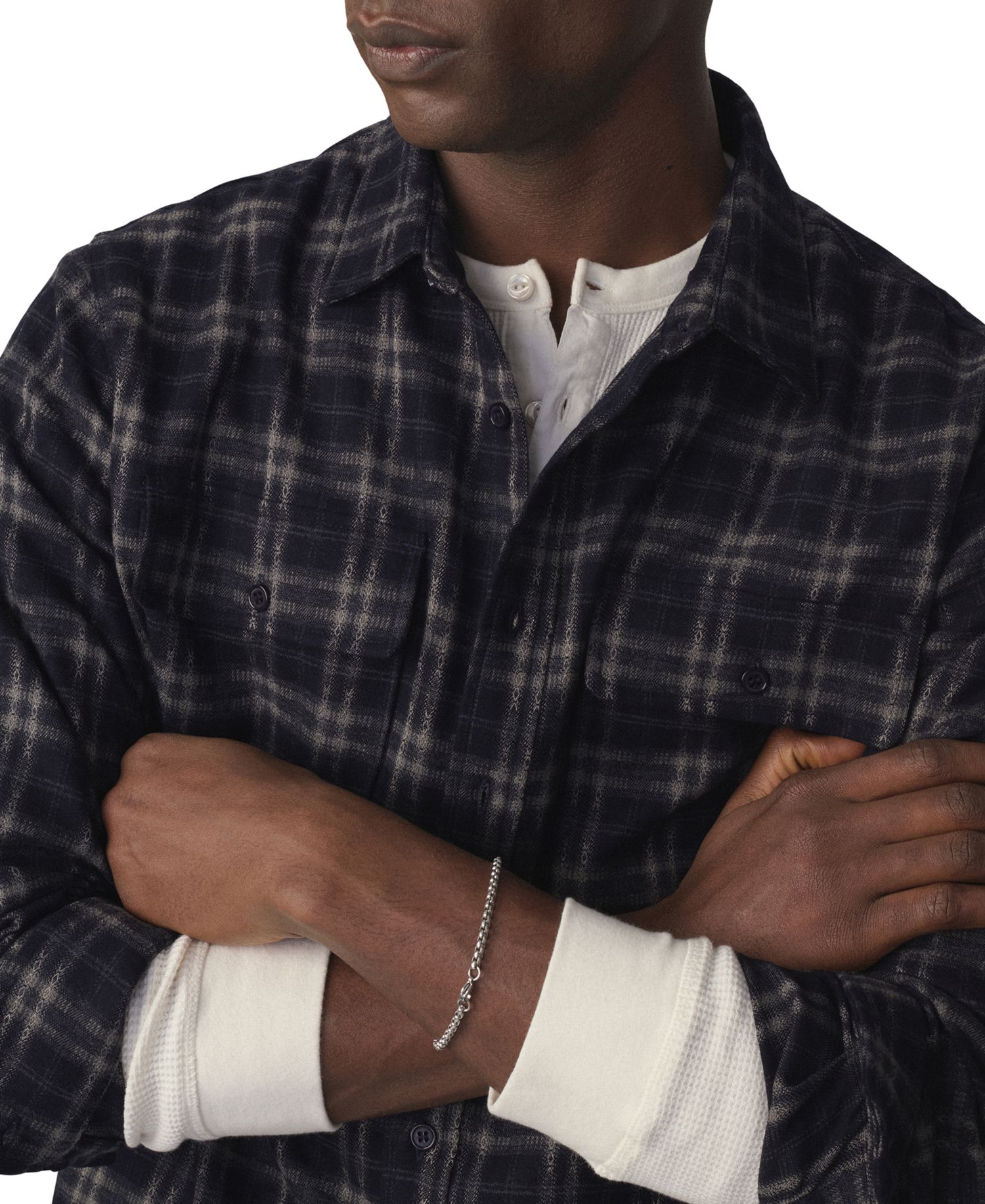 Men's Plaid Double Flap Pocket Shirt