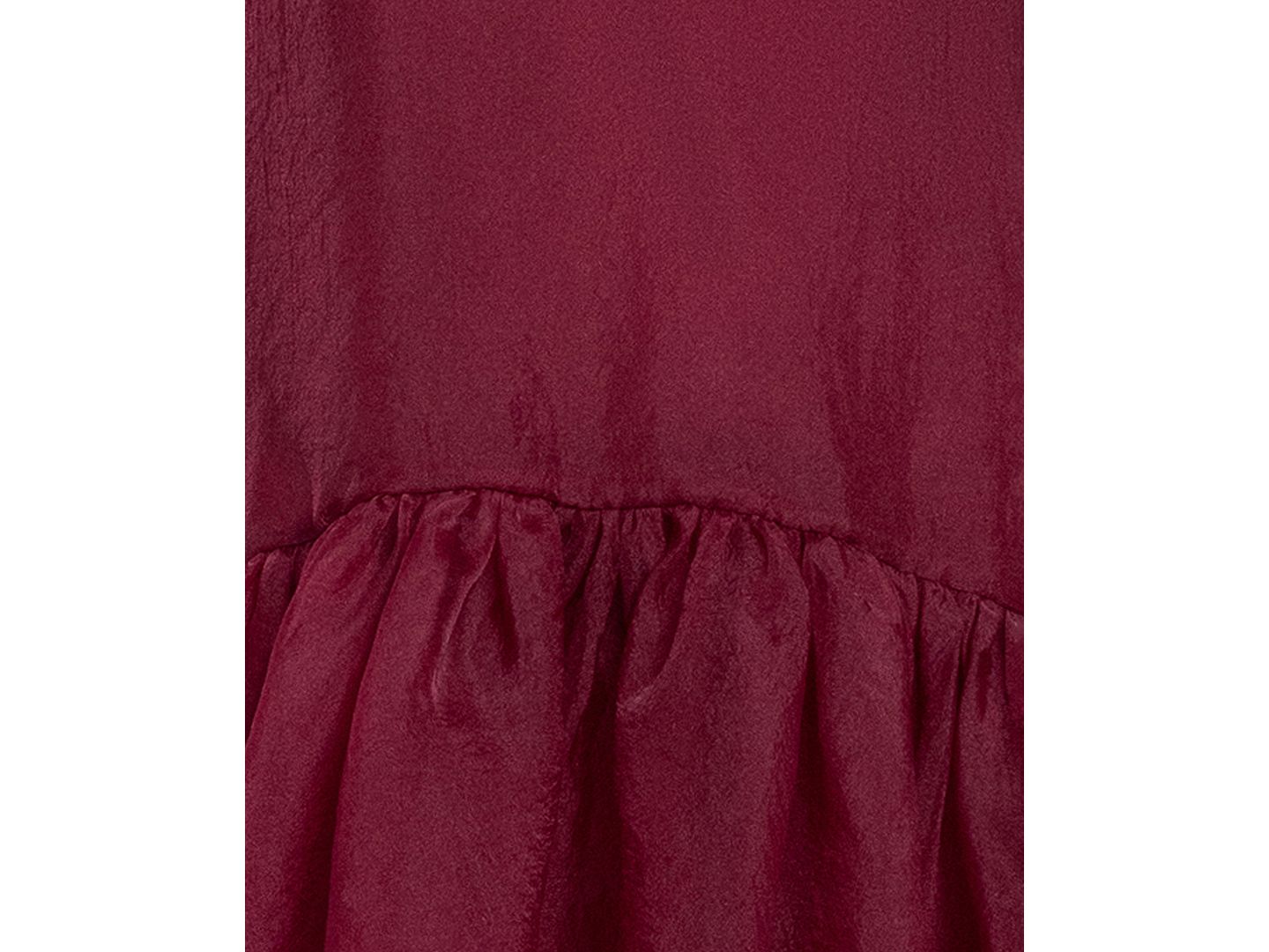 Женское платье XSCAPE Organza Mock Neck Ruffle Hem, цвет: Гранатовый — фото 4