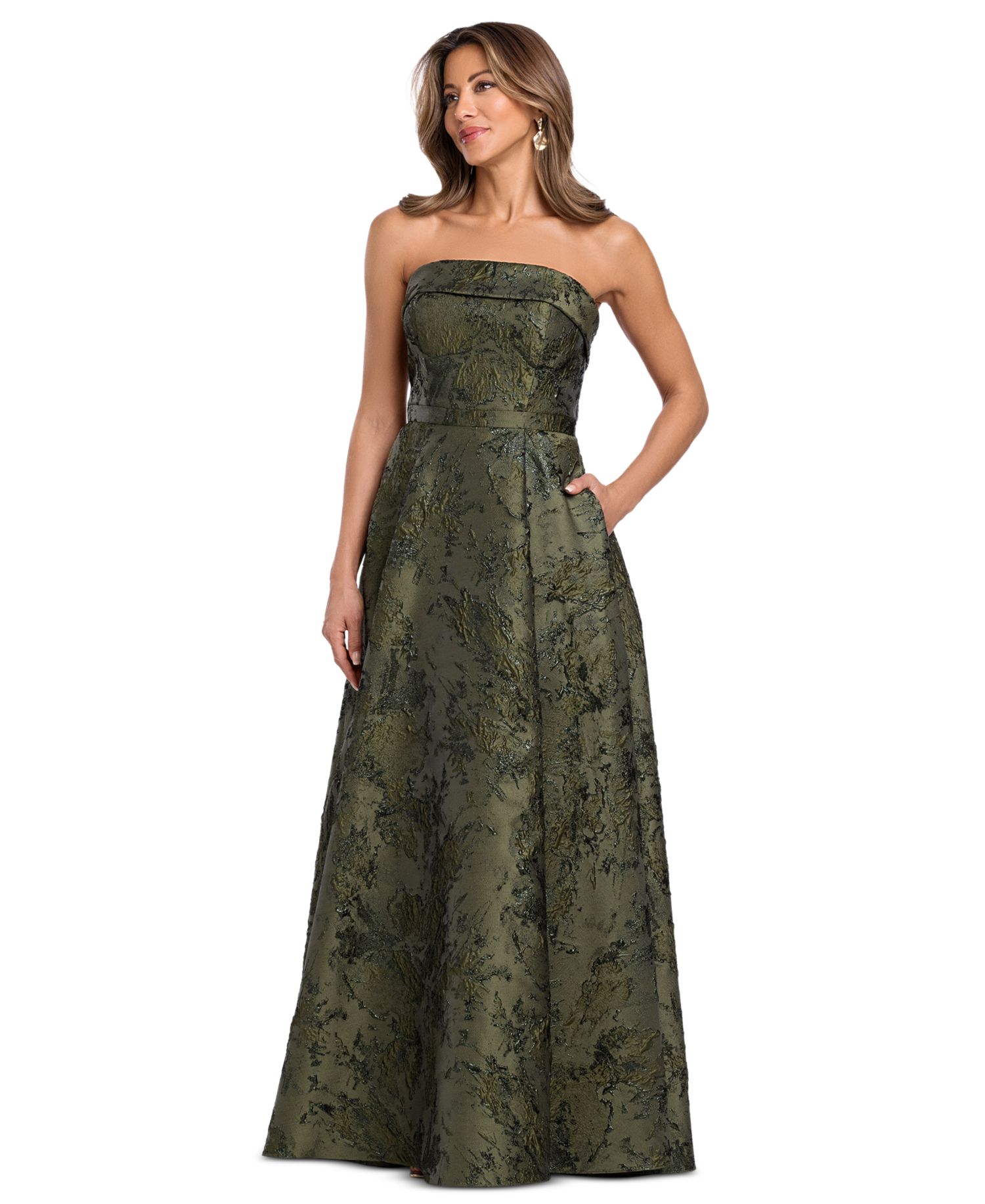 Women's Strapless Brocade Gown
