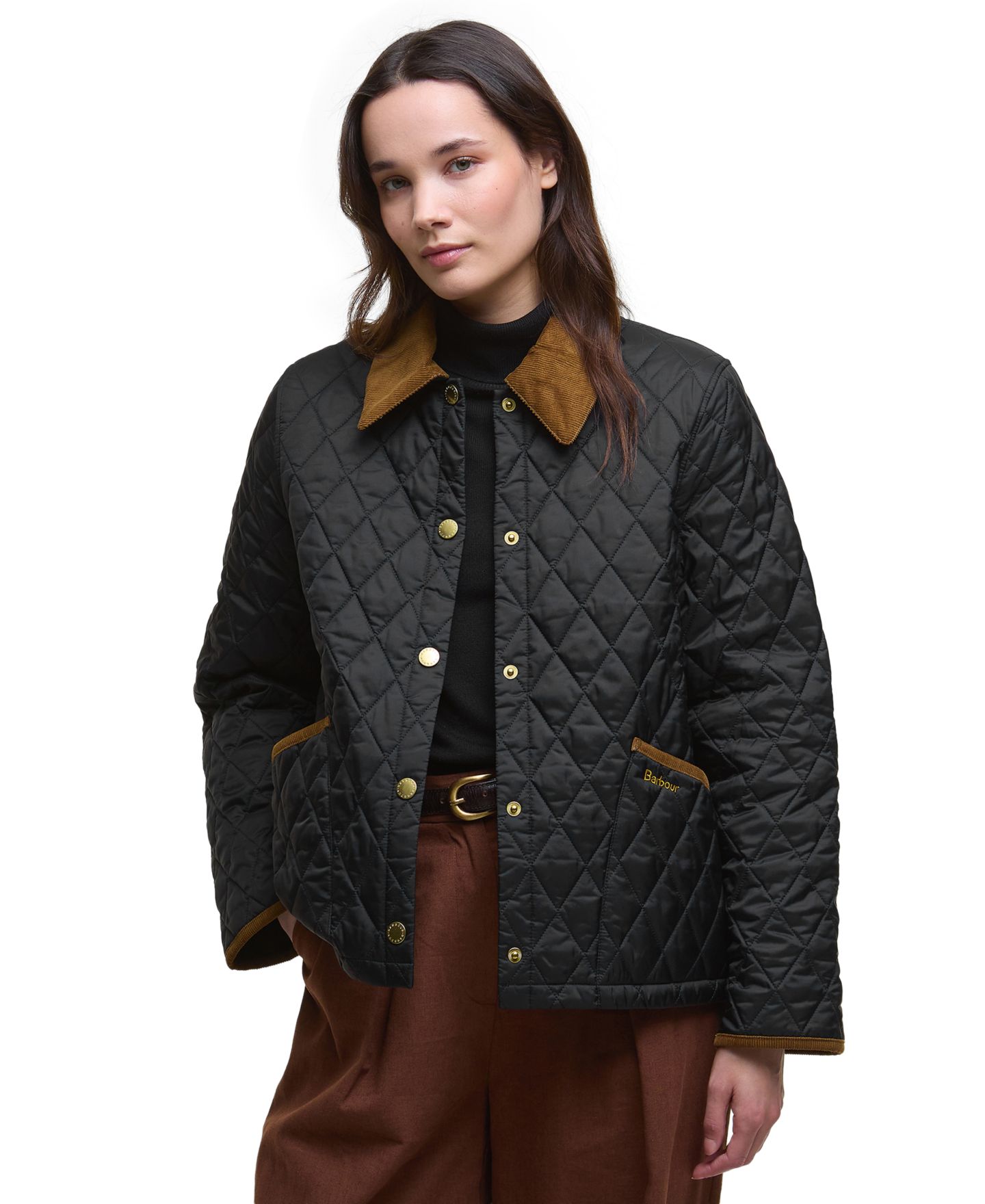 Женская куртка Barbour Cropped Liddesdale, цвет: Чёрный — фото 1