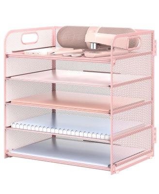 5 Tier Mesh Desk File Organizer with Handle for Office Classroom Home