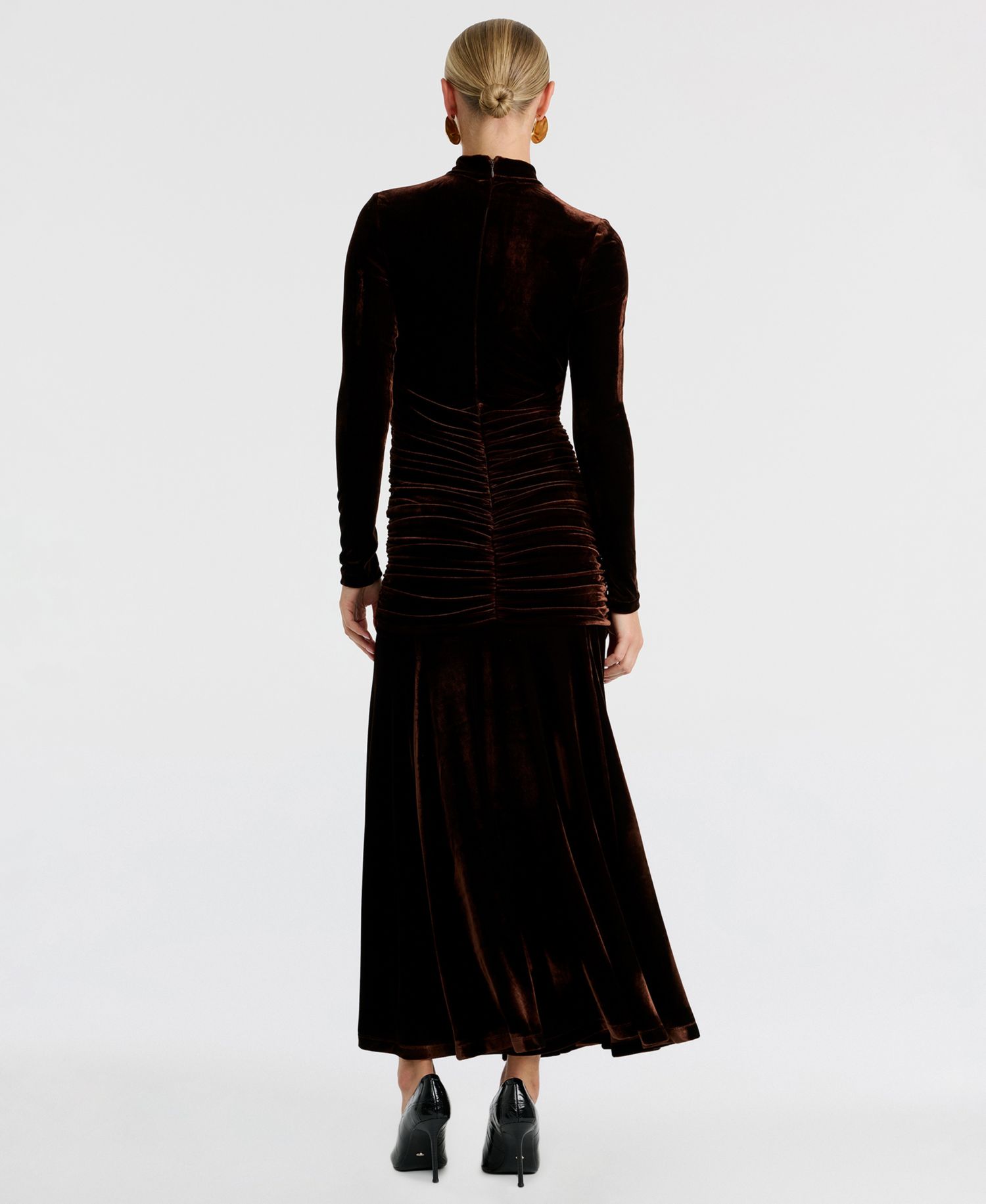 Women's Korina Velour Maxi Mock Neck Long-Sleeve Dress
