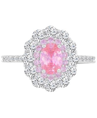 Oval Pink Crystal Bridal Ring