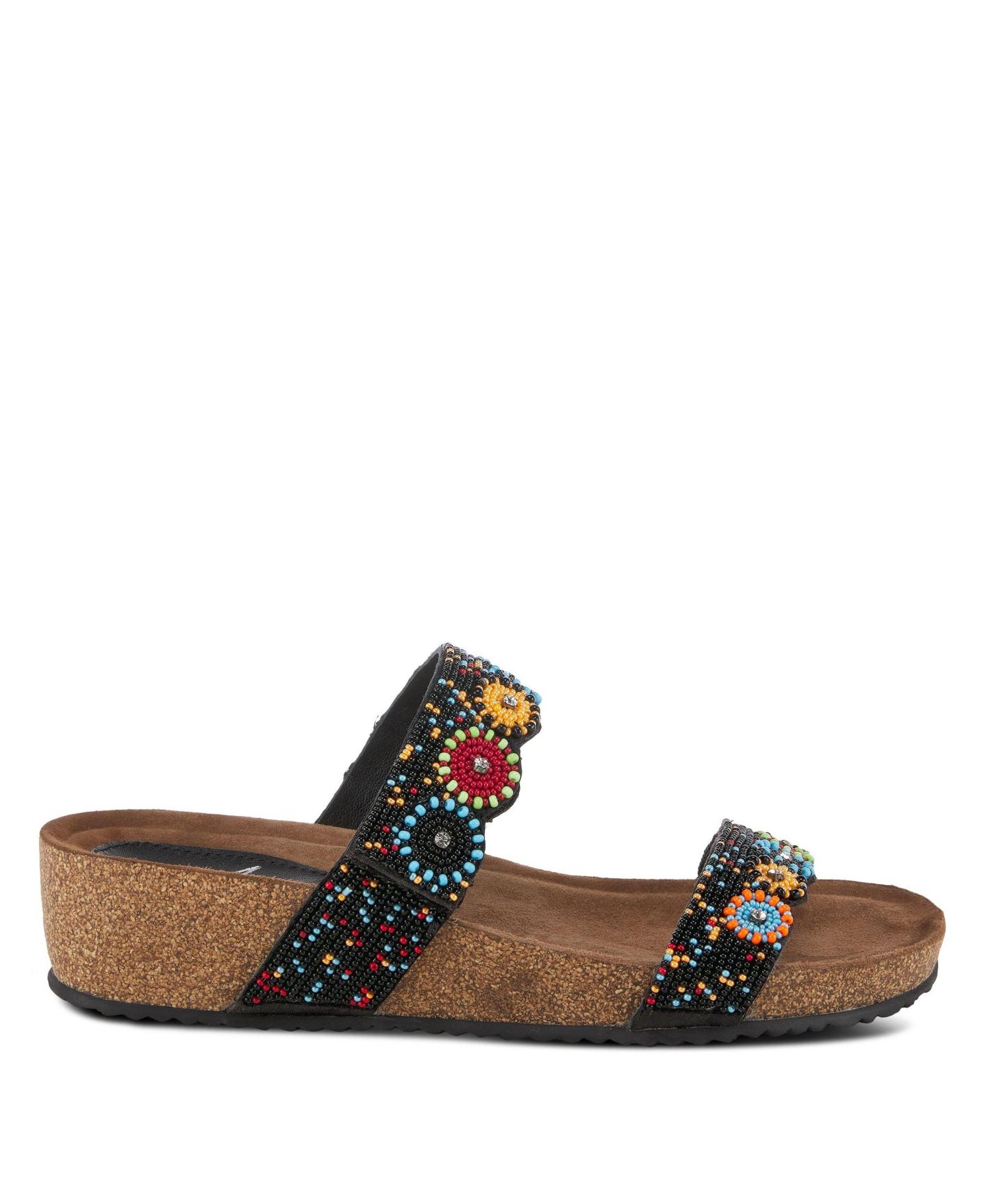 Женские сандалии Azura Bahama Slide Wedge with Natural Cork Sole, цвет: Чёрный разноцветный — фото 5