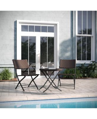 Ciel Three Piece Folding Bistro Set in PE Rattan with Metal Frames for Indoor and Outdoor Use