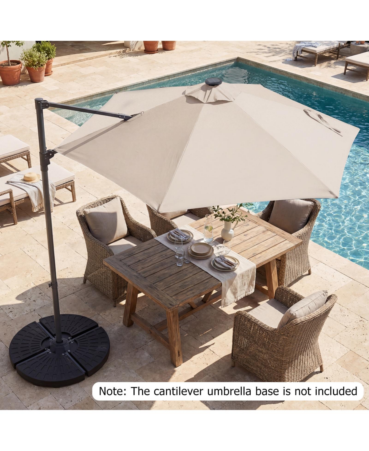 Costway 10 Feet Patio Cantilever Umbrella Large Offset Hanging With Solar Led Lights