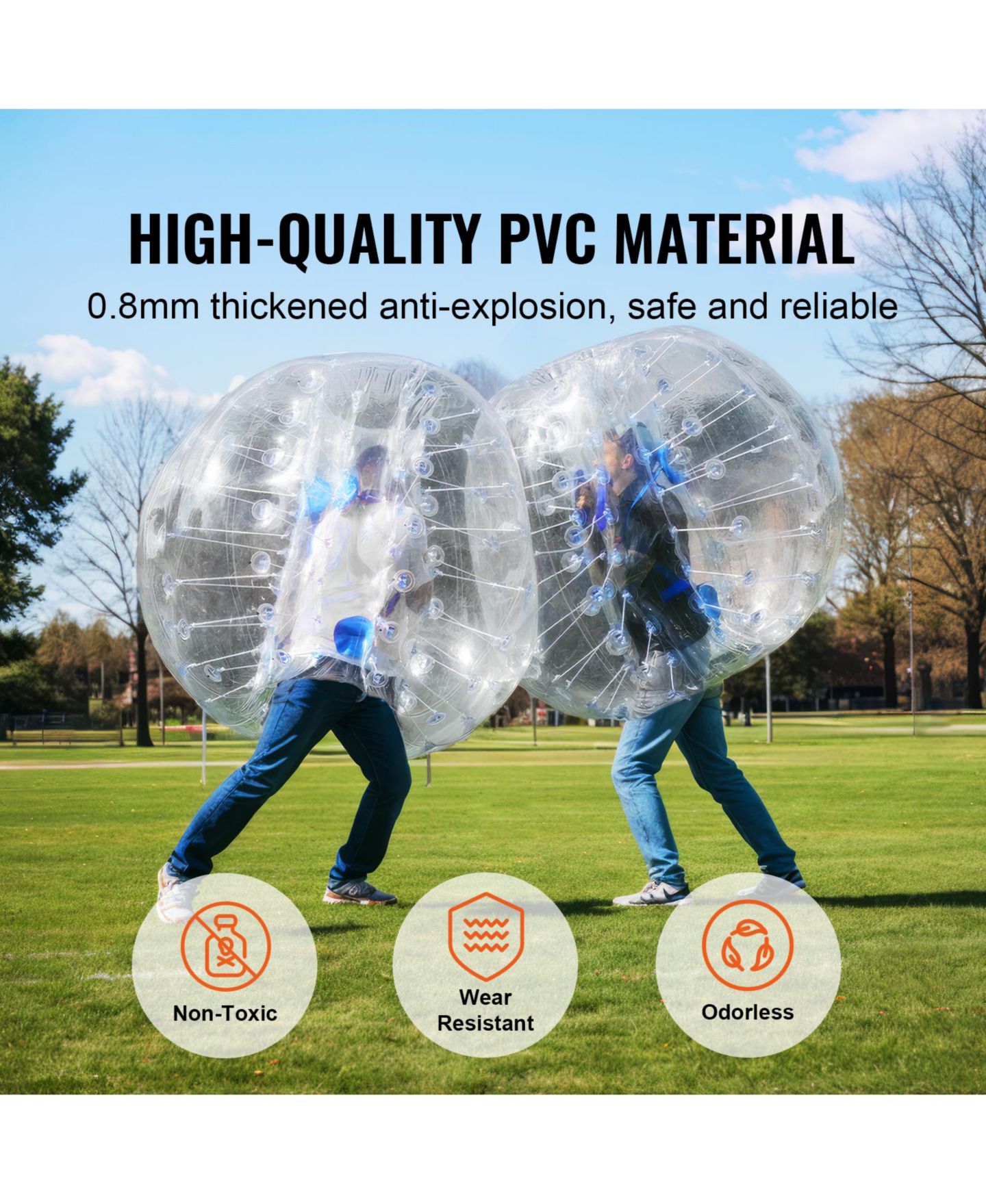Детские игрушки VEVOR Sumo Zorb Balls 4FT/1.2M Diameter 2-Pack Inflatable Bumper Balls, Ages 7+ — фото 3