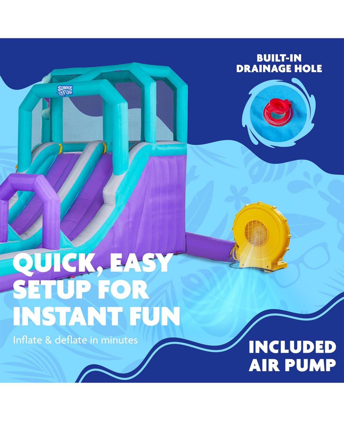 Детская игрушка Sunny & Fun Inflatable Water Slide & Blow Up Pool with Climbing Wall, Ages 3+, цвет: Фиолетовый — фото 6