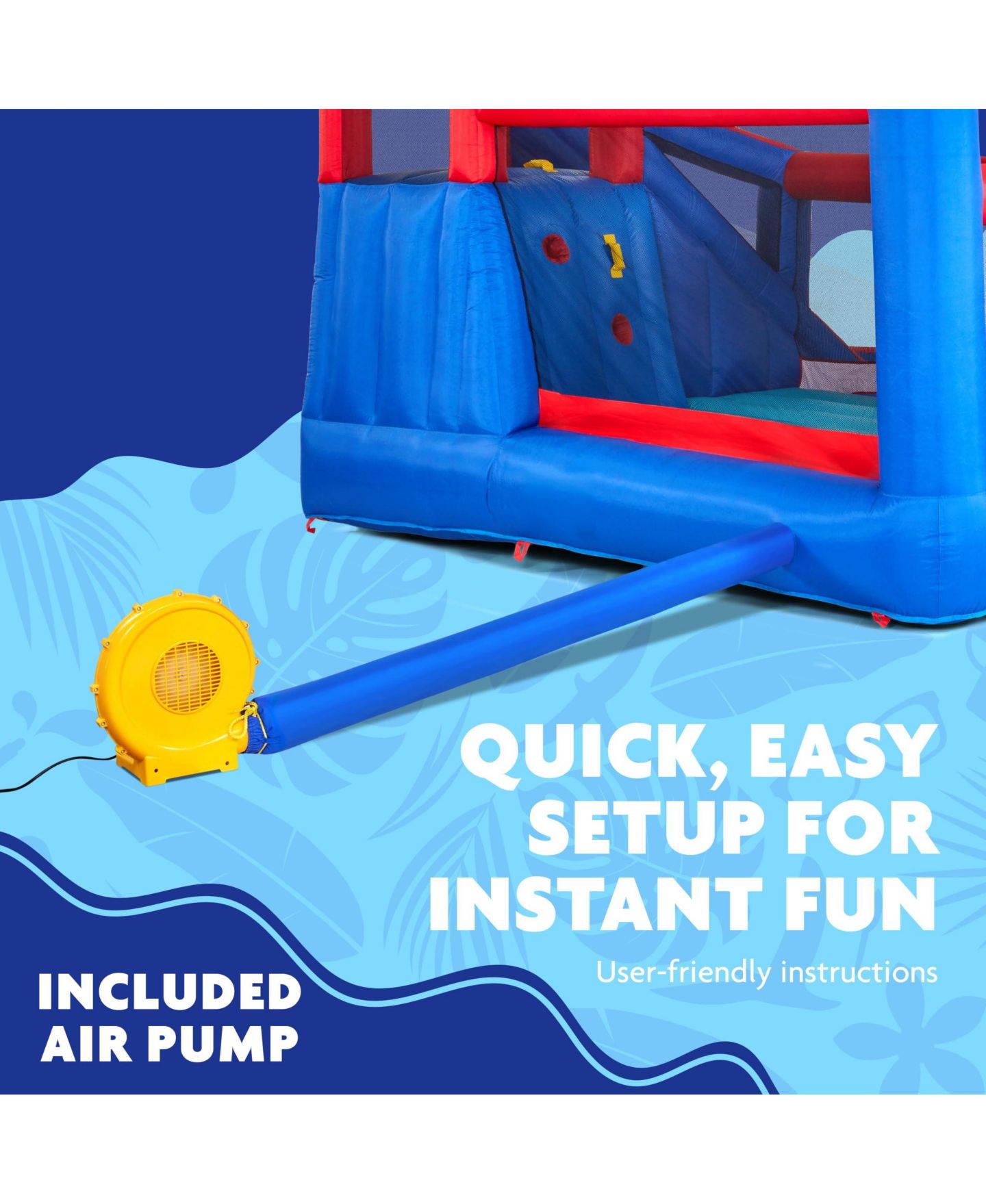 Детская игрушка Sunny & Fun Puncture-Resistant Inflatable Water Slide with Climbing Wall, 14.1'L x 13.1'W x 7.3'H, Nylon Bounce House, цвет: Синий — фото 6
